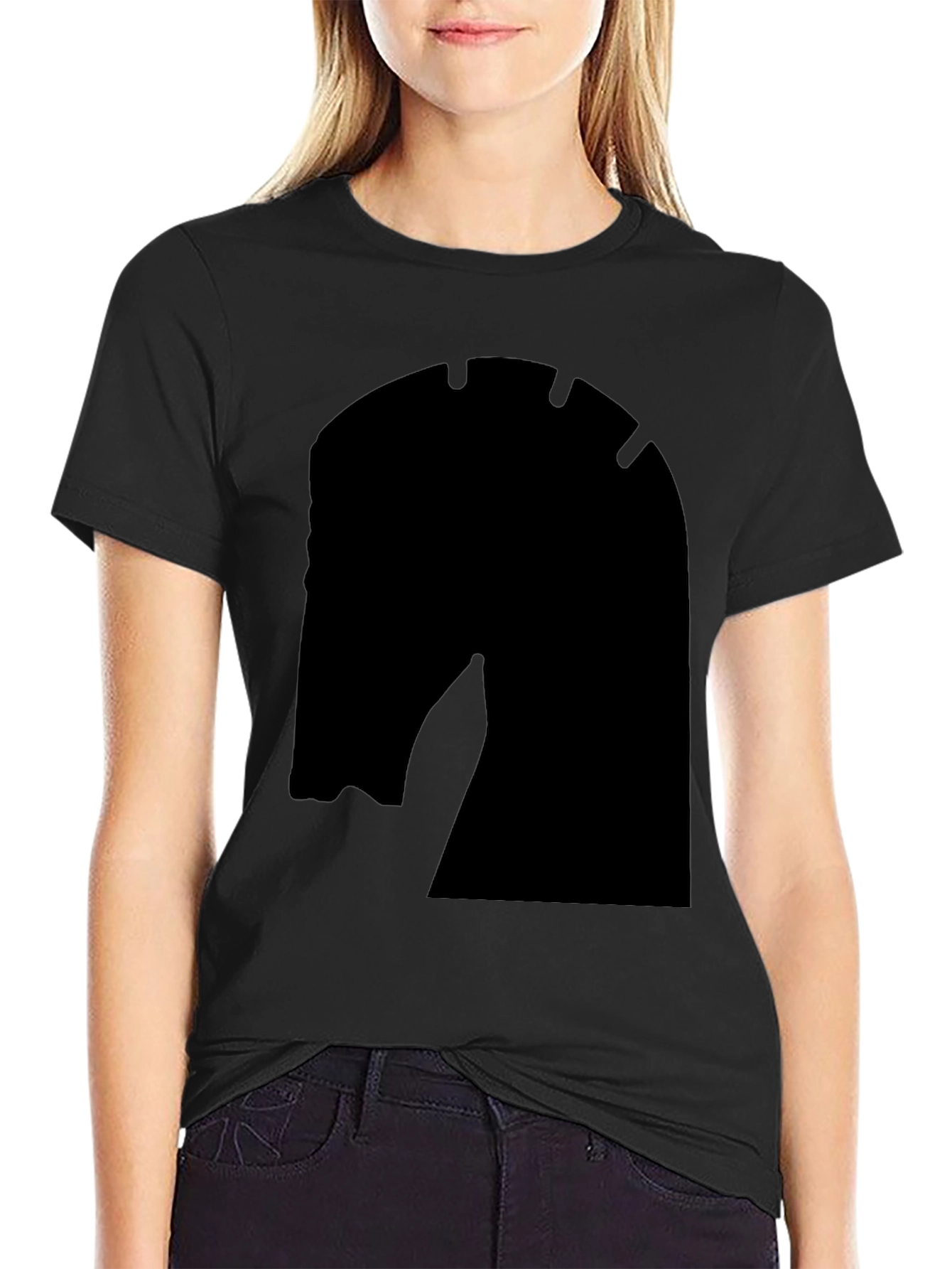 Chess Knight Graphic Tee - Modern Fit Solid Black