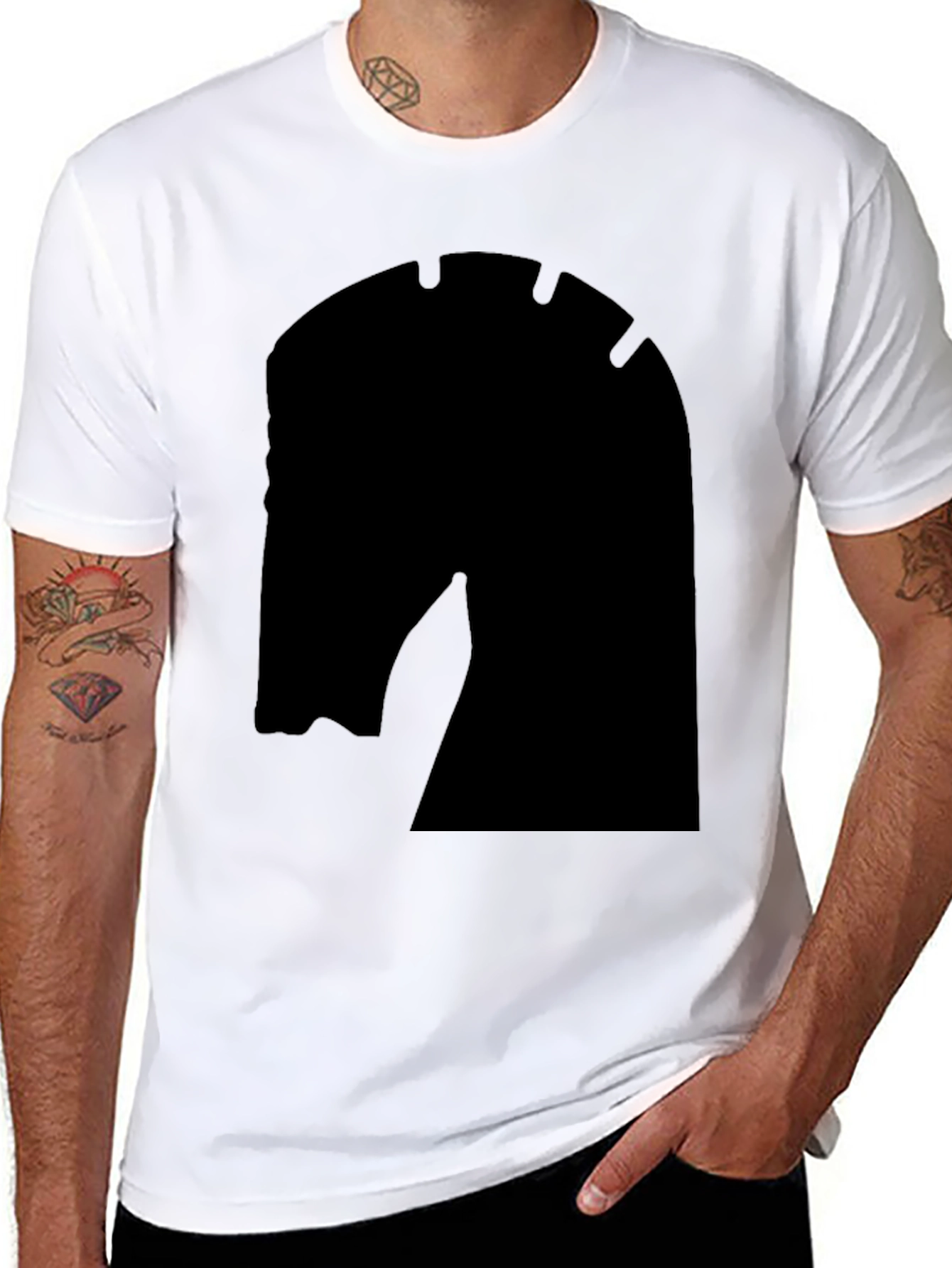 Chess Knight Graphic Tee - Modern Fit Solid Black