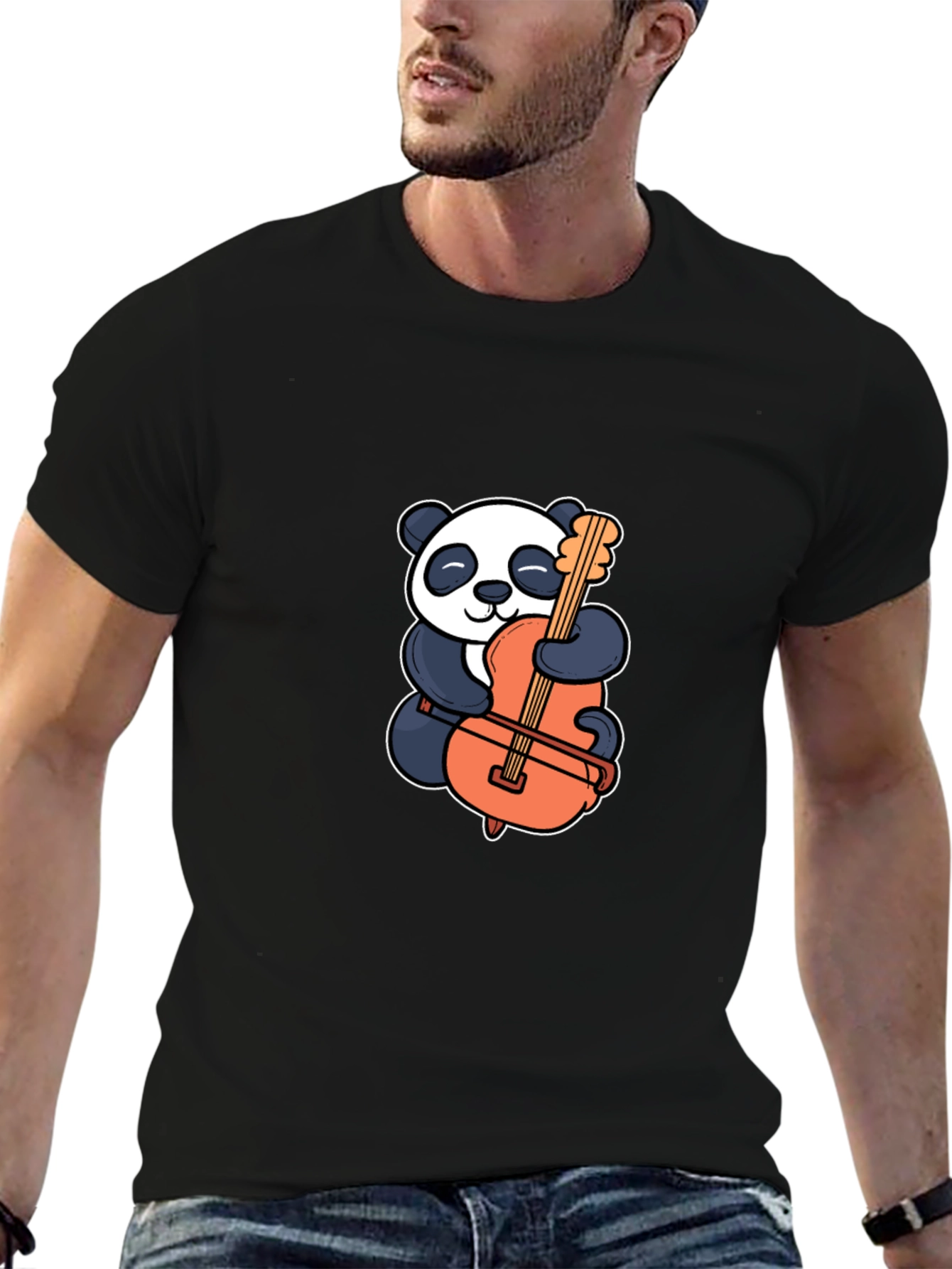 Panda Hugging Cello Graphic T-Shirt