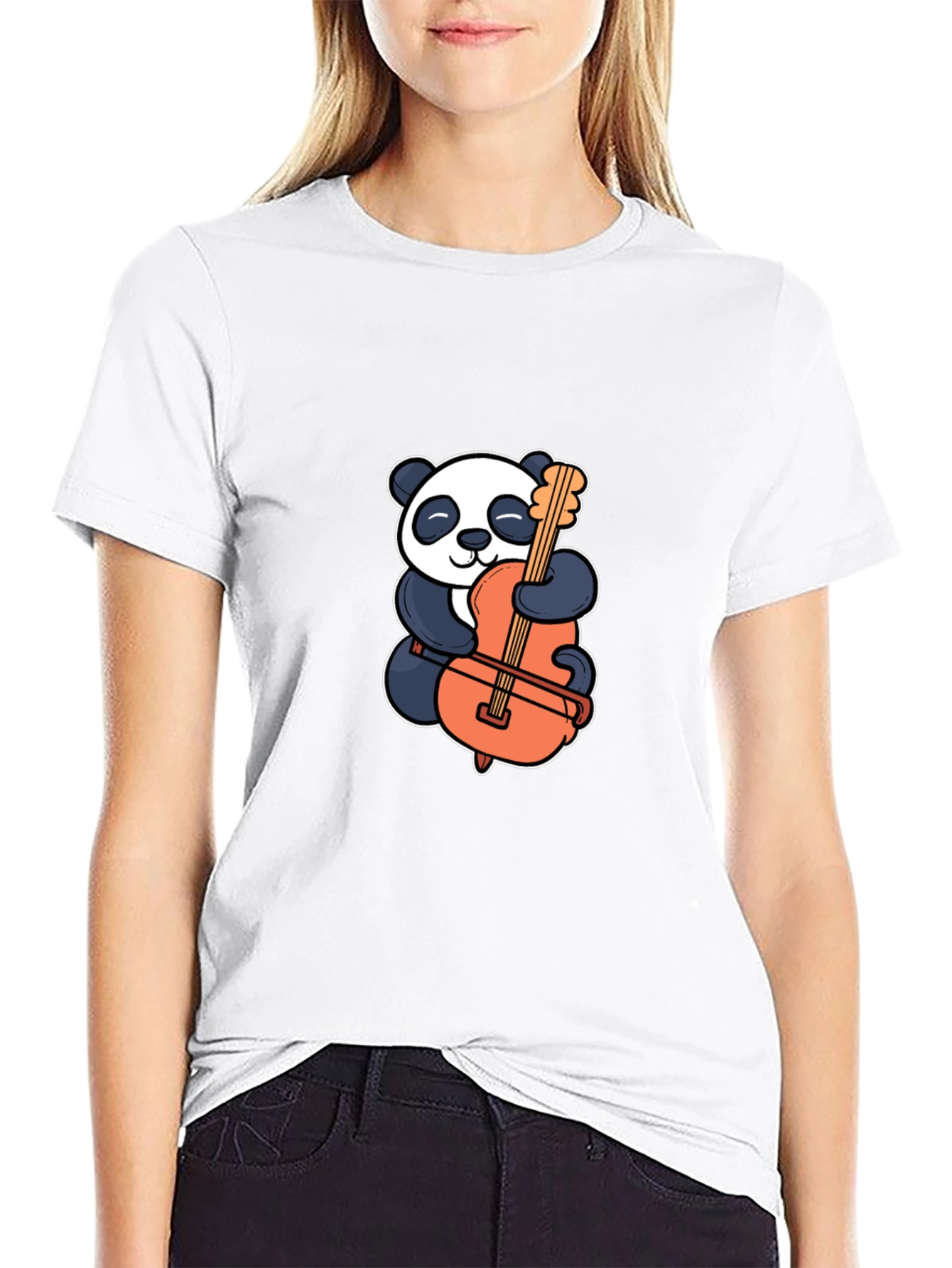 Panda Hugging Cello Graphic T-Shirt
