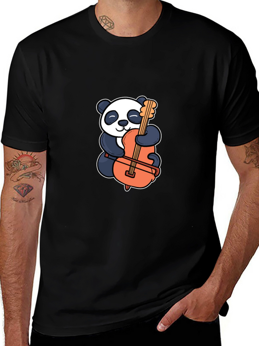 Panda Hugging Cello Graphic T-Shirt