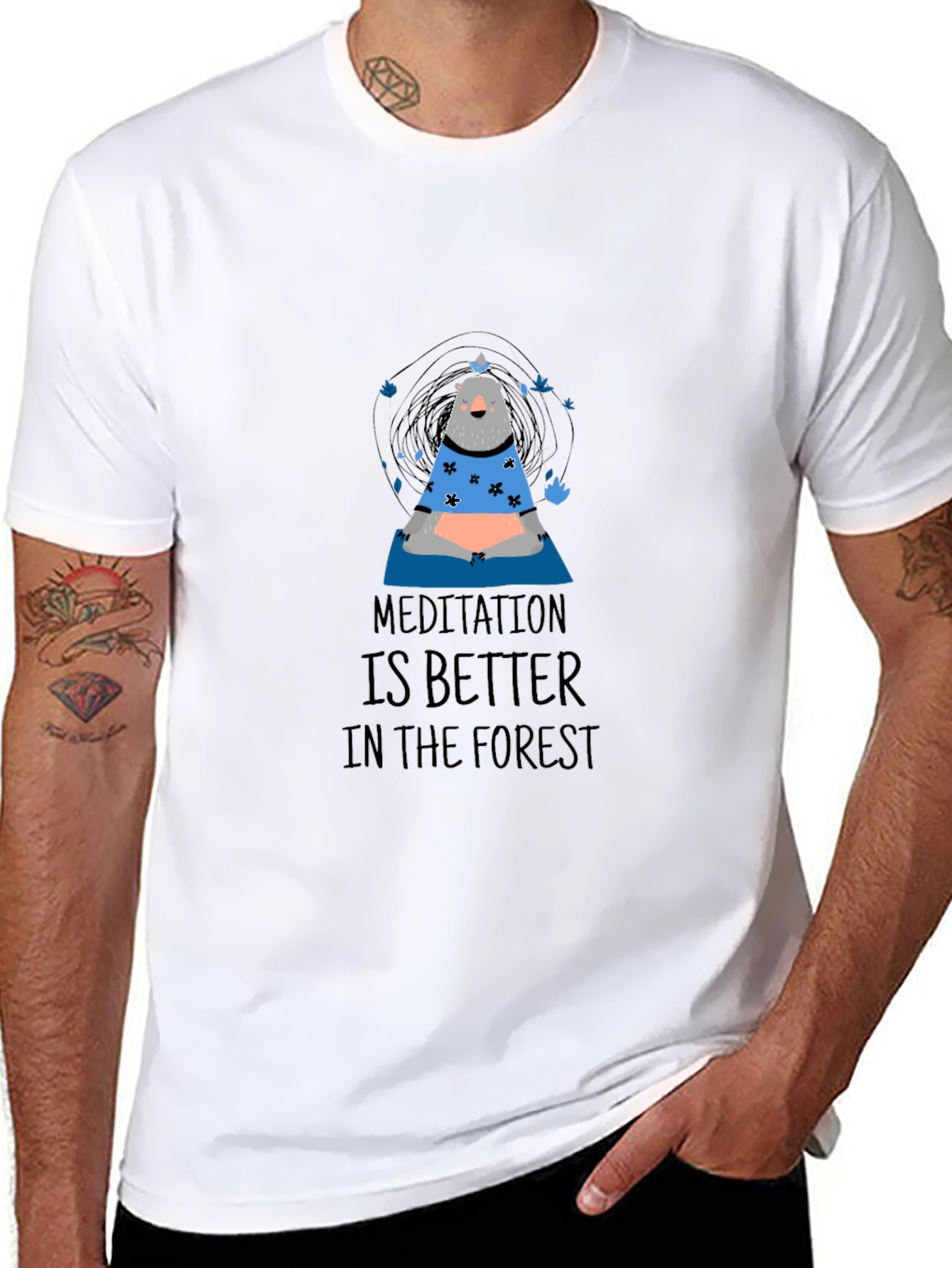 Meditation Bear Graphic T-Shirt