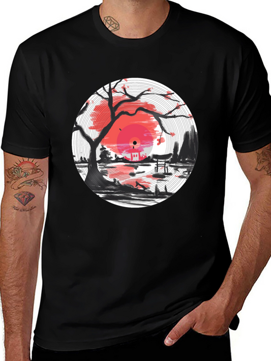 Vinyl Record Japanese Sunset T-Shirt