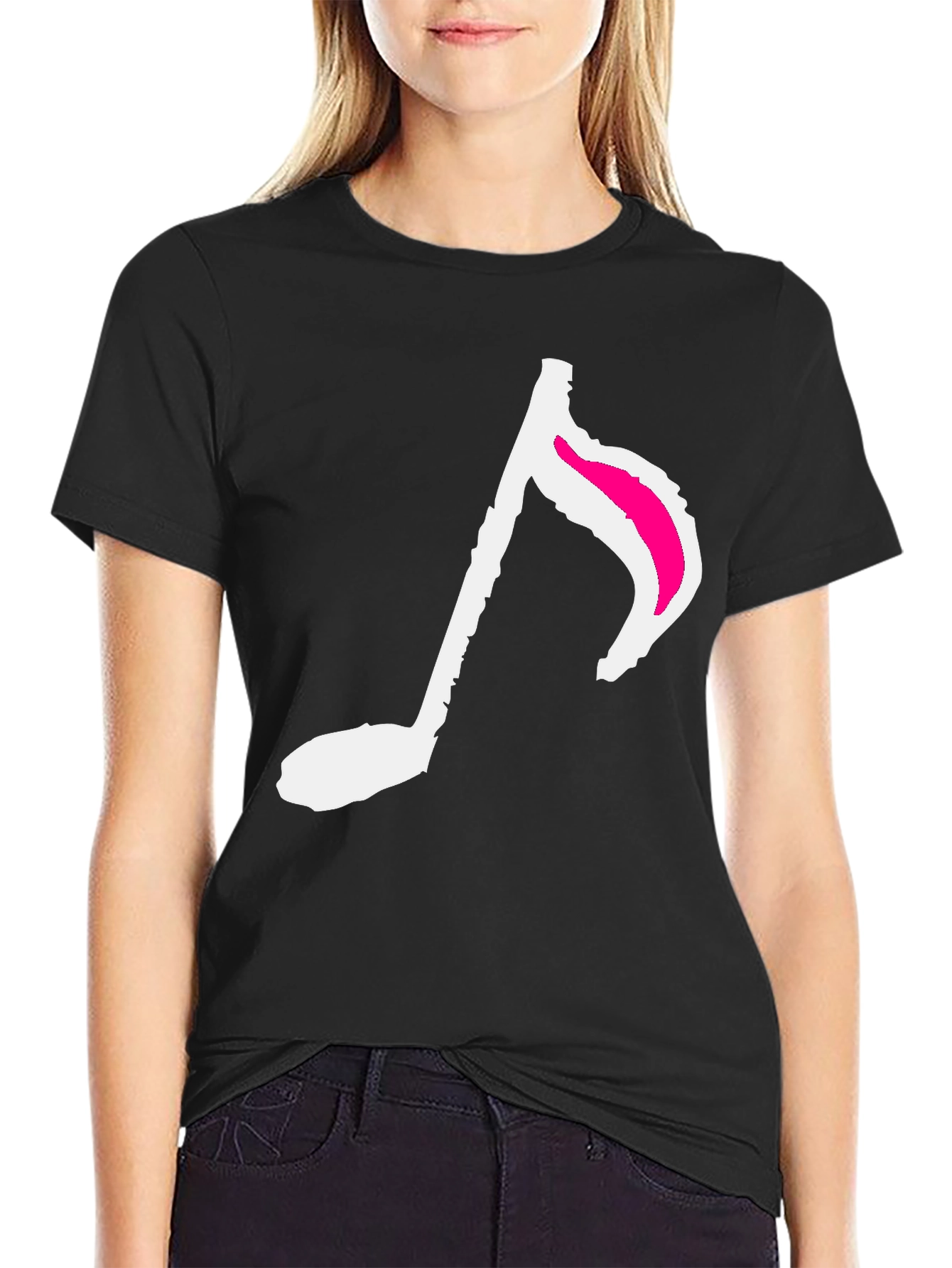 Music Note Graphic Tee - Trendy Black T-Shirt
