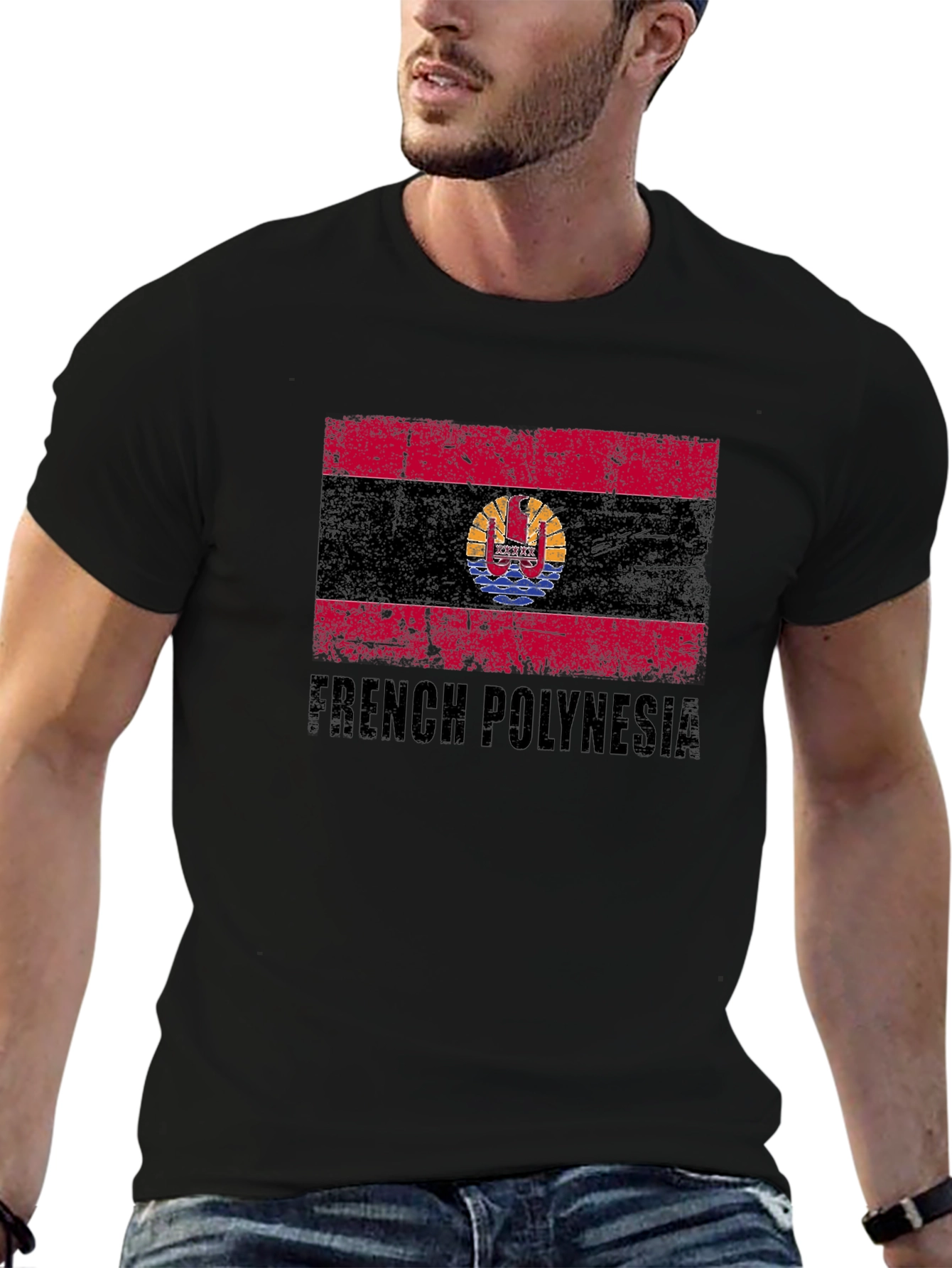 French Polynesia Flag Black T-Shirt