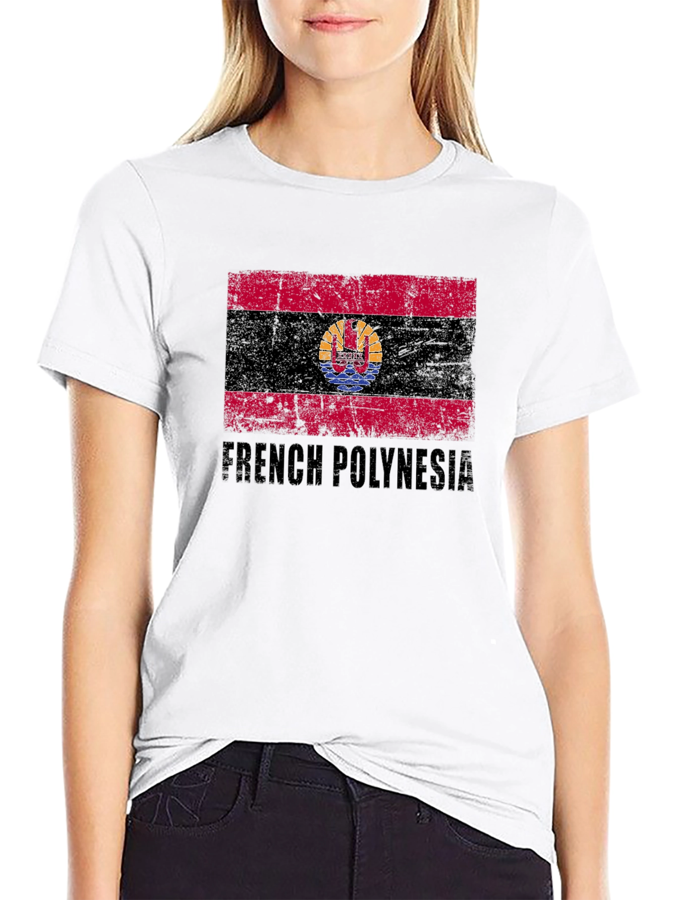 French Polynesia Flag Black T-Shirt