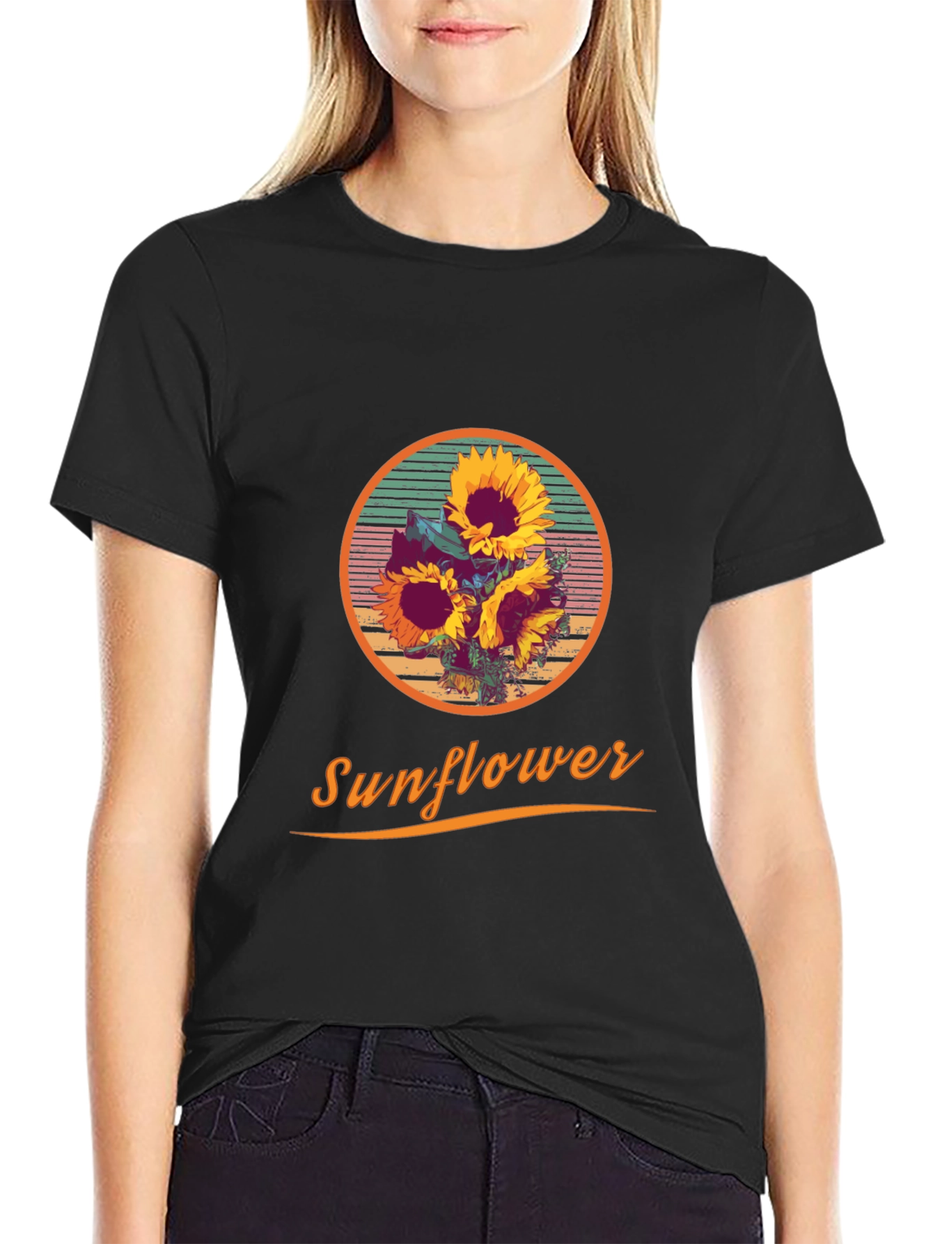Sunflower Graphic Print Crew Neck T-Shirt