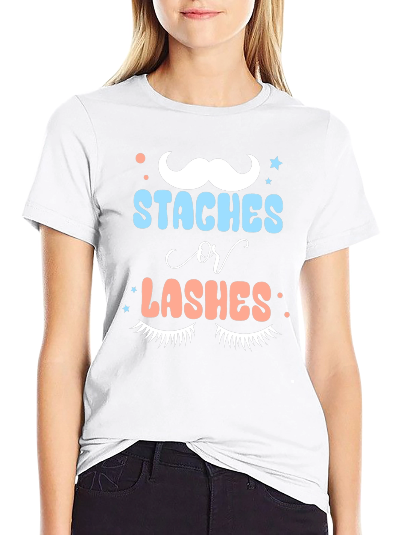 Staches or Lashes Gender Reveal Tee