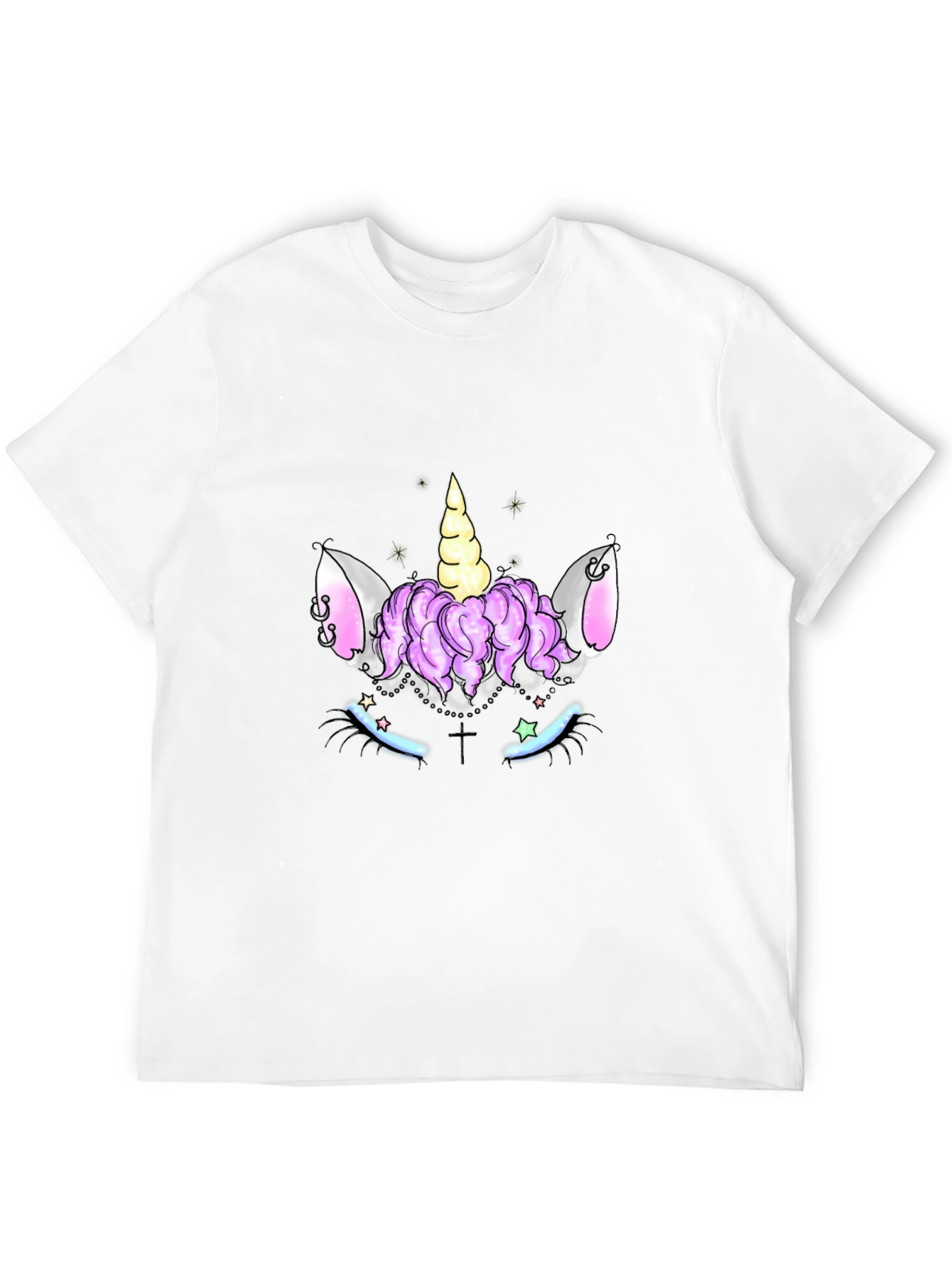 Unicorn Face Graphic Black T-Shirt