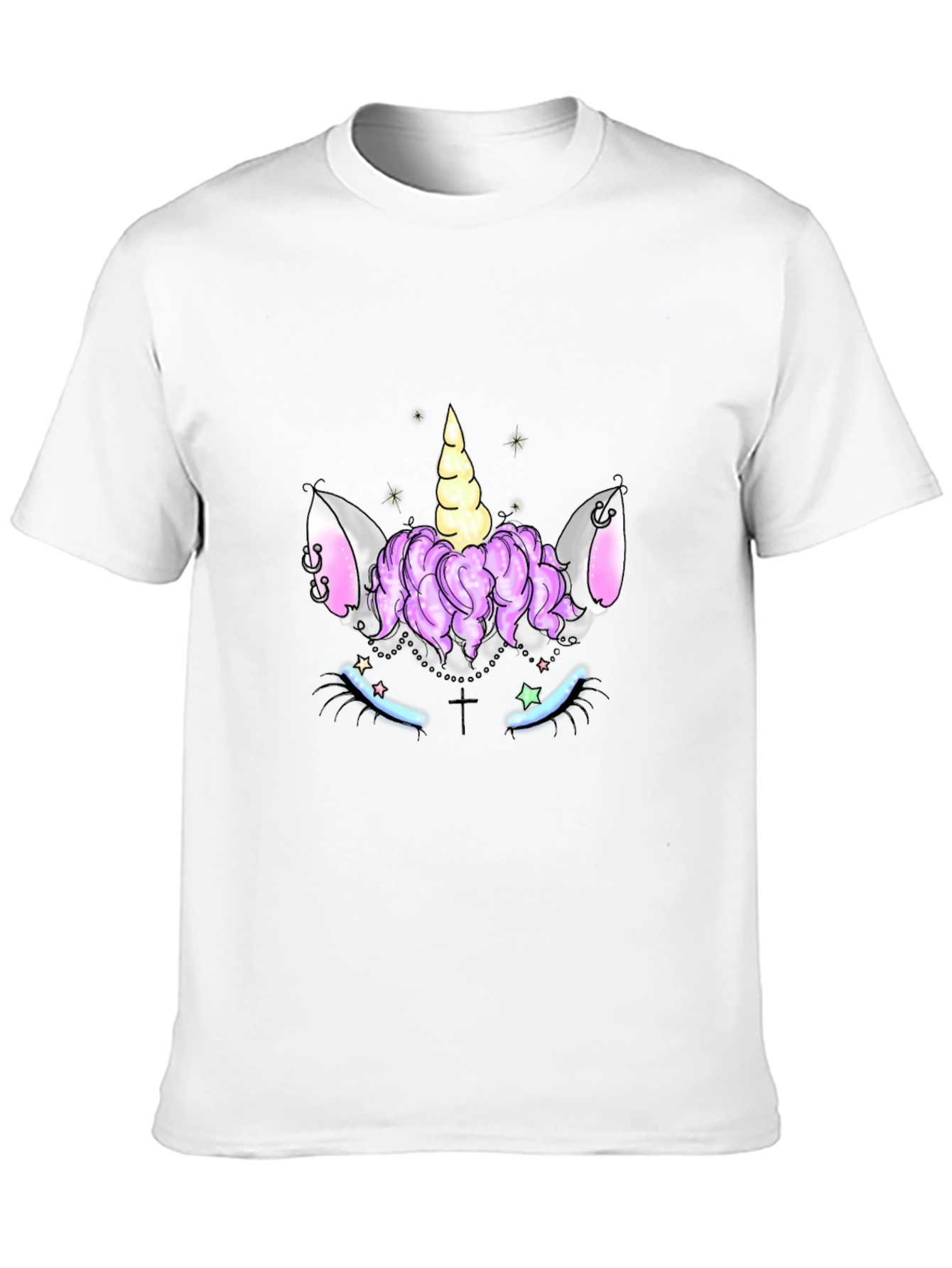 Unicorn Face Graphic Black T-Shirt