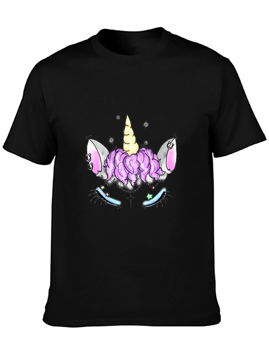 Unicorn Face Graphic Black T-Shirt