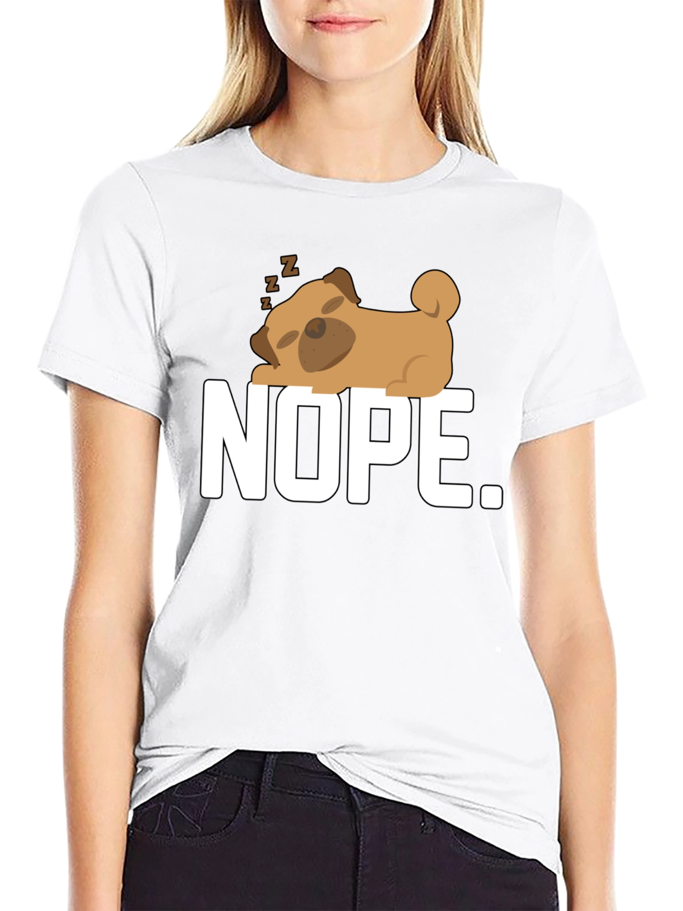 Nope. Sleeping Pug Graphic Tee