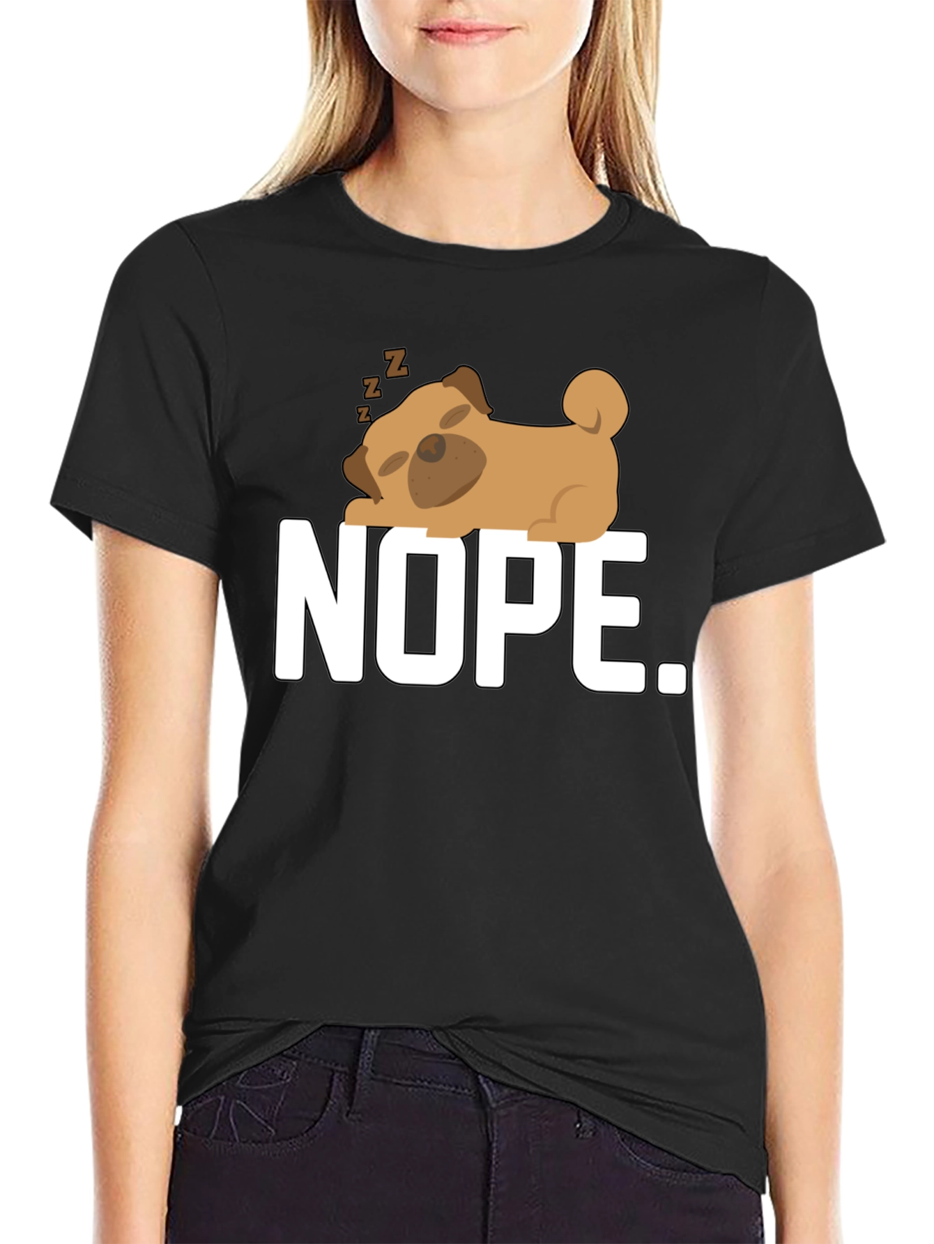 Nope. Sleeping Pug Graphic Tee