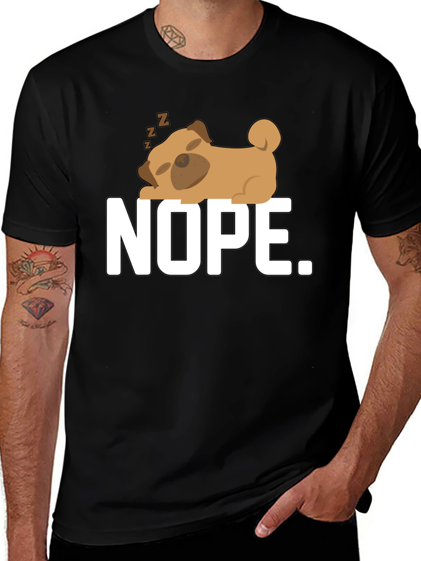 Nope. Sleeping Pug Graphic Tee