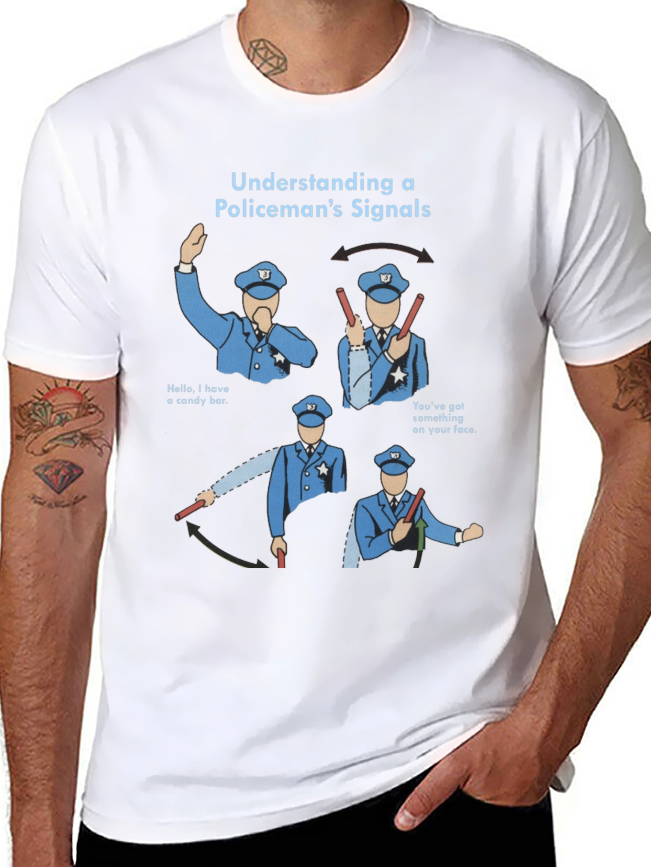 Funny Policemans Signals Graphic Tee