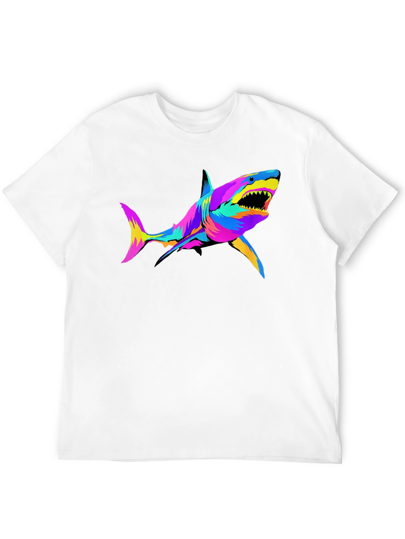 Vibrant Shark Graphic Tee - Mens Black T-Shirt