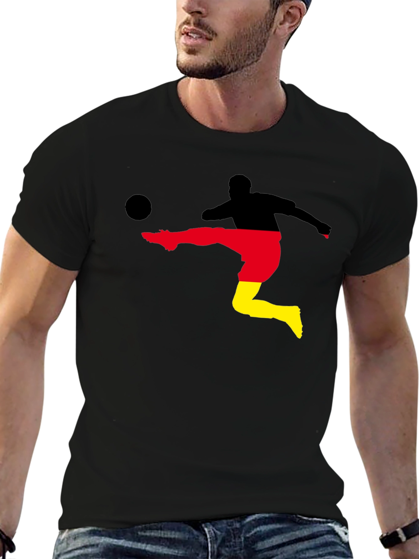 Germany Soccer Silhouette Black T-Shirt