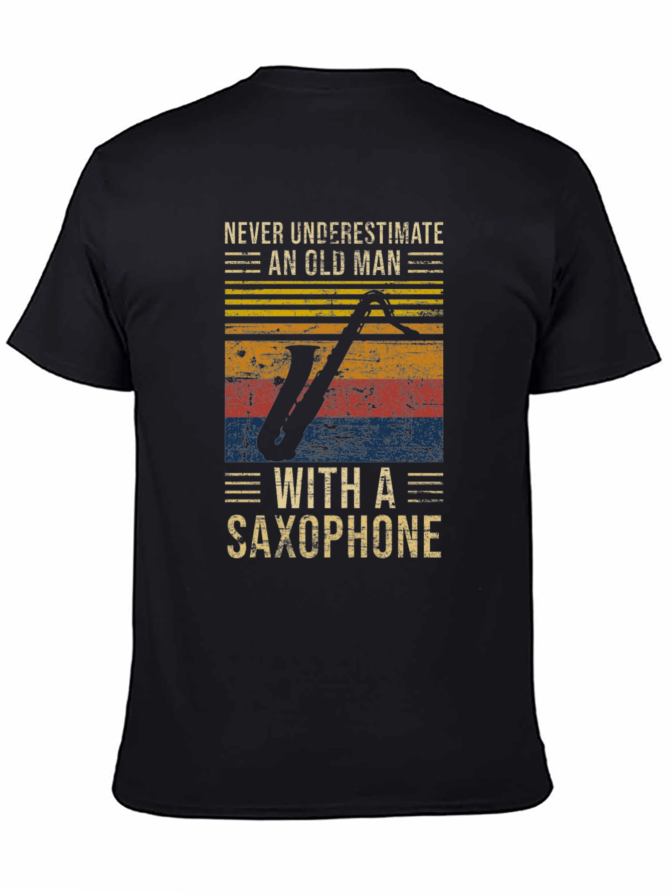 Old Man Saxophone Graphic T-Shirt - Black