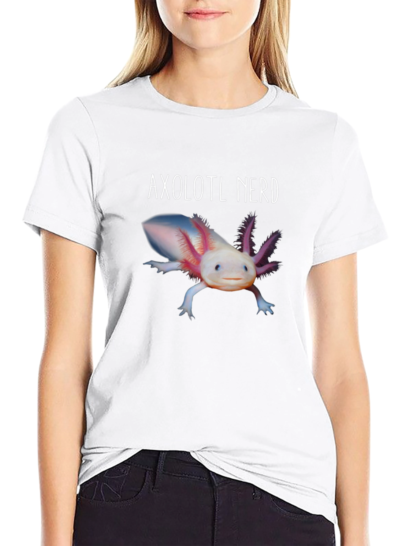 Axolotl Nerd Graphic T-Shirt - Black Cotton Tee