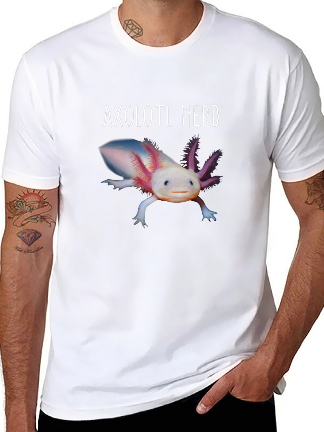 Axolotl Nerd Graphic T-Shirt - Black Cotton Tee