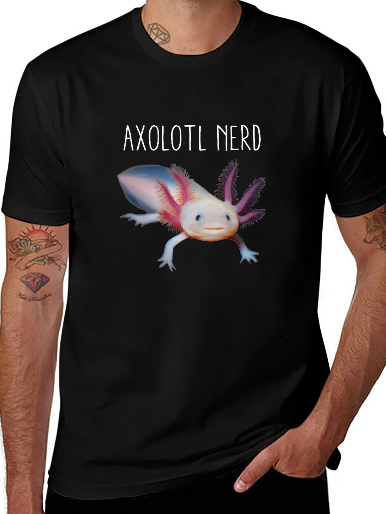 Axolotl Nerd Graphic T-Shirt - Black Cotton Tee