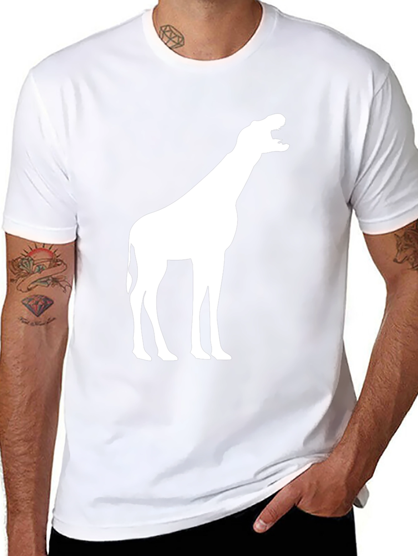 Mens Black T-Shirt with Giraffe Design