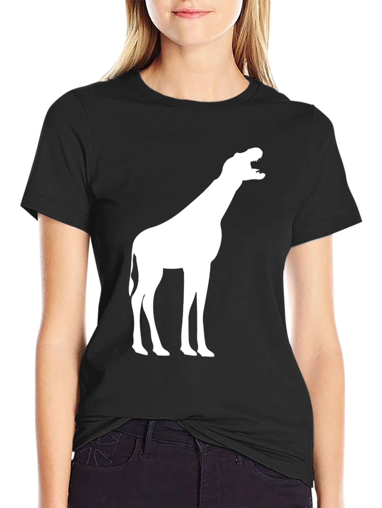 Mens Black T-Shirt with Giraffe Design