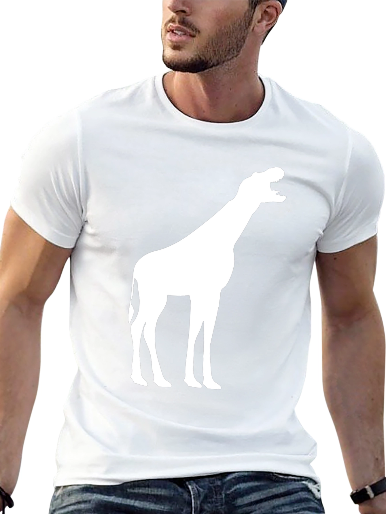 Mens Black T-Shirt with Giraffe Design