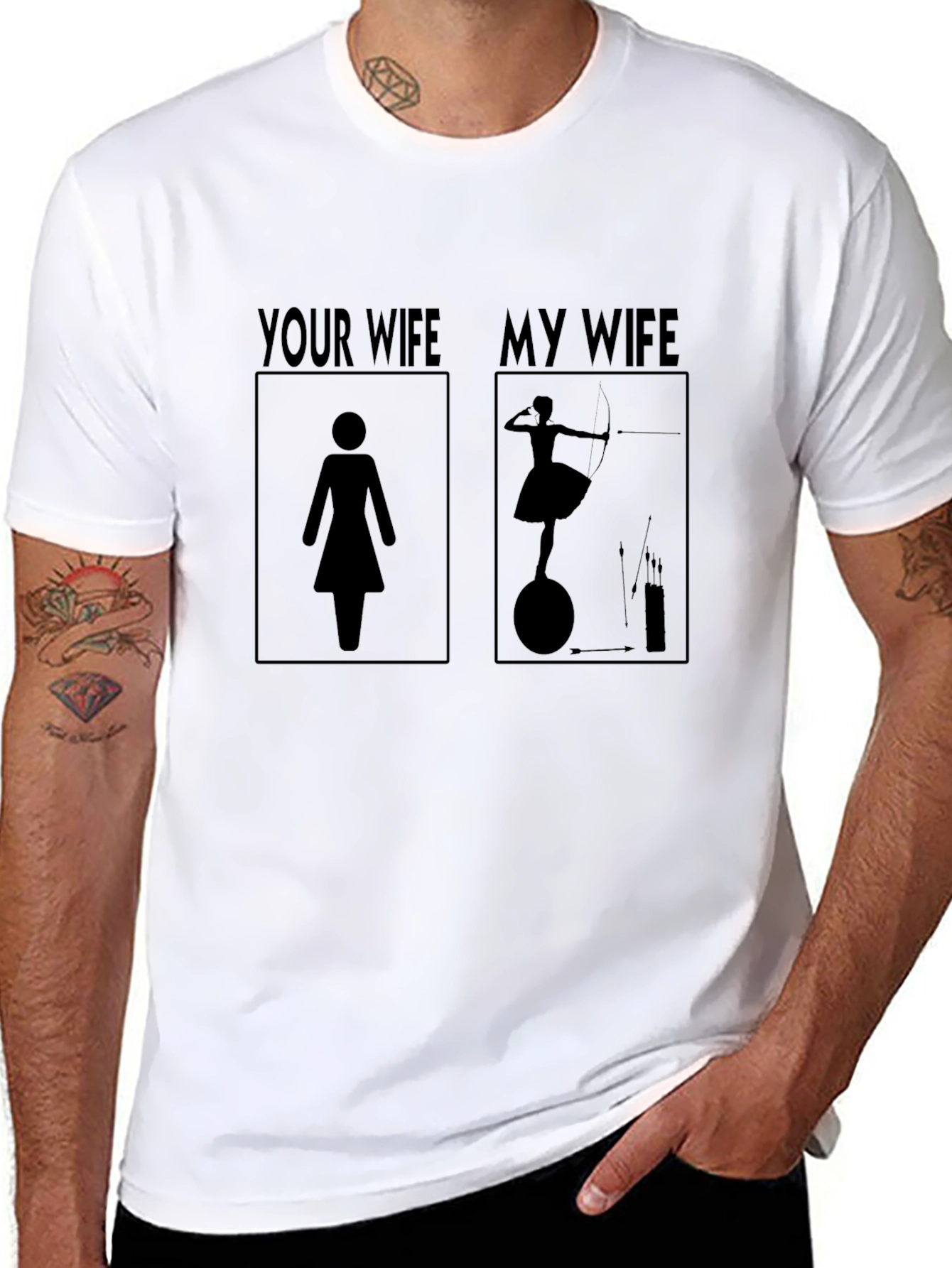 Humorous My Wife Archer Graphic Tee - Novelty
