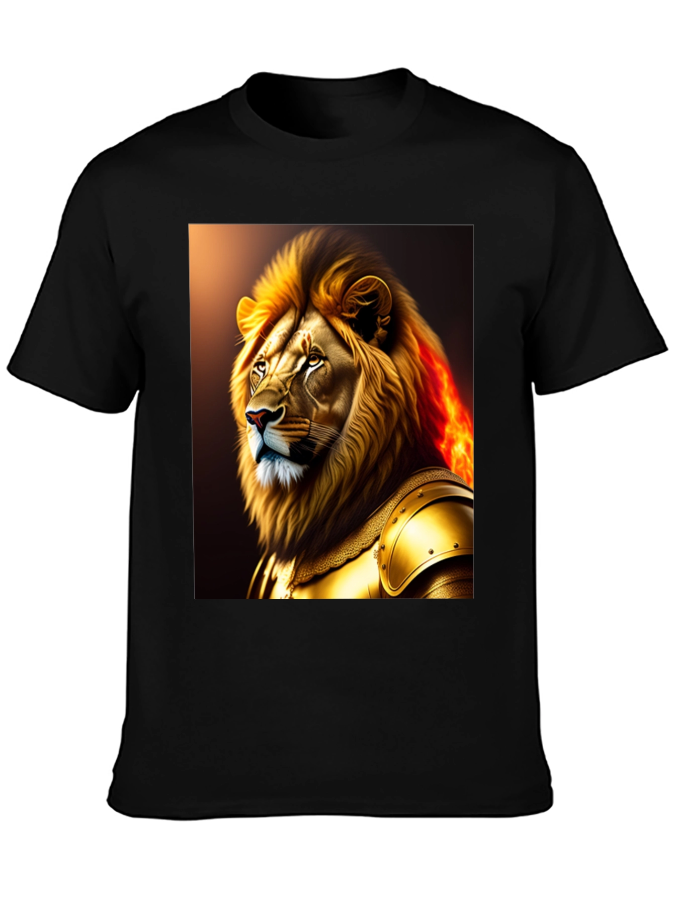 Lion Knight Graphic Black T-Shirt