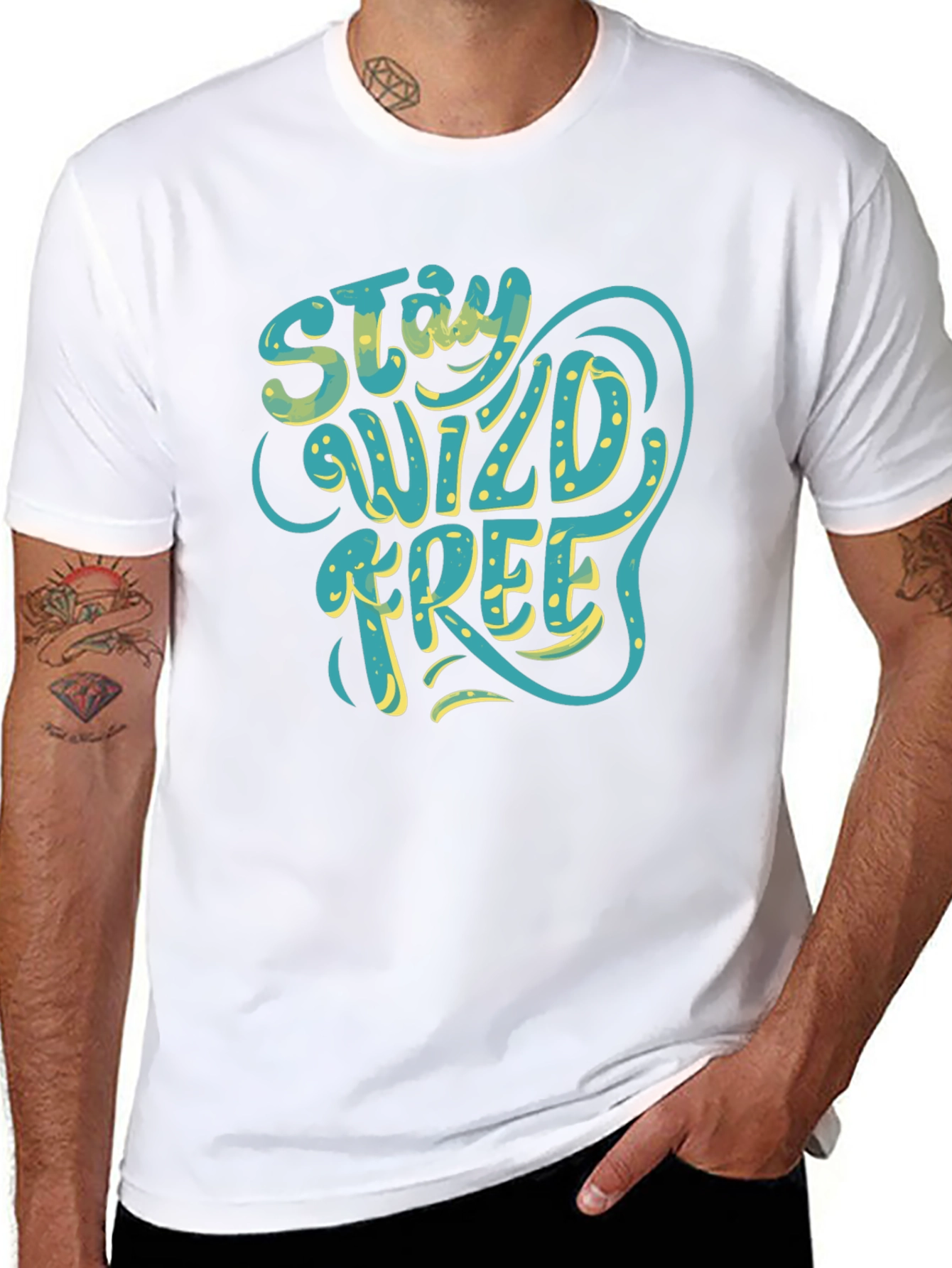 Stay Wild Free Graphic Tee - Black Cotton T-Shirt