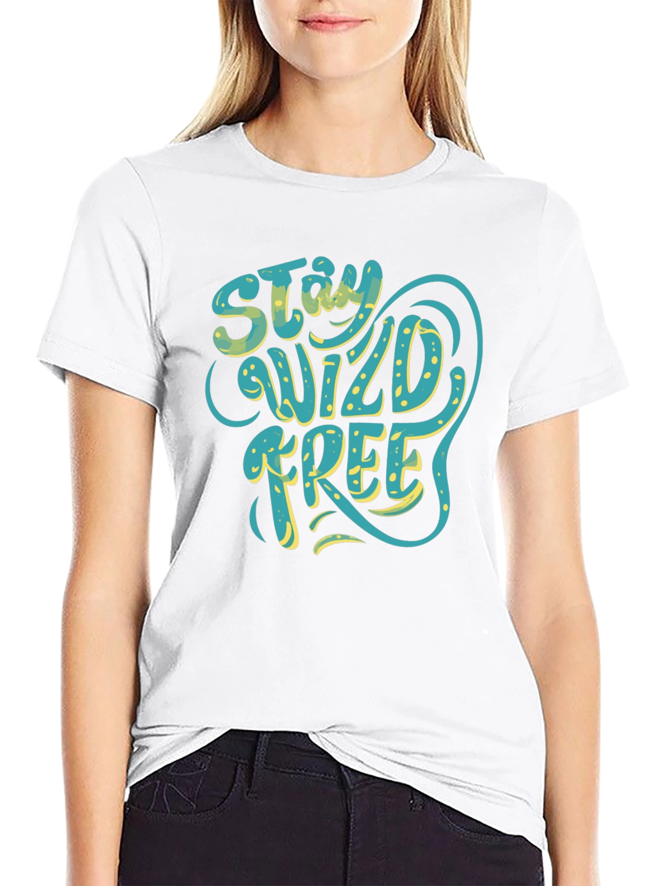 Stay Wild Free Graphic Tee - Black Cotton T-Shirt