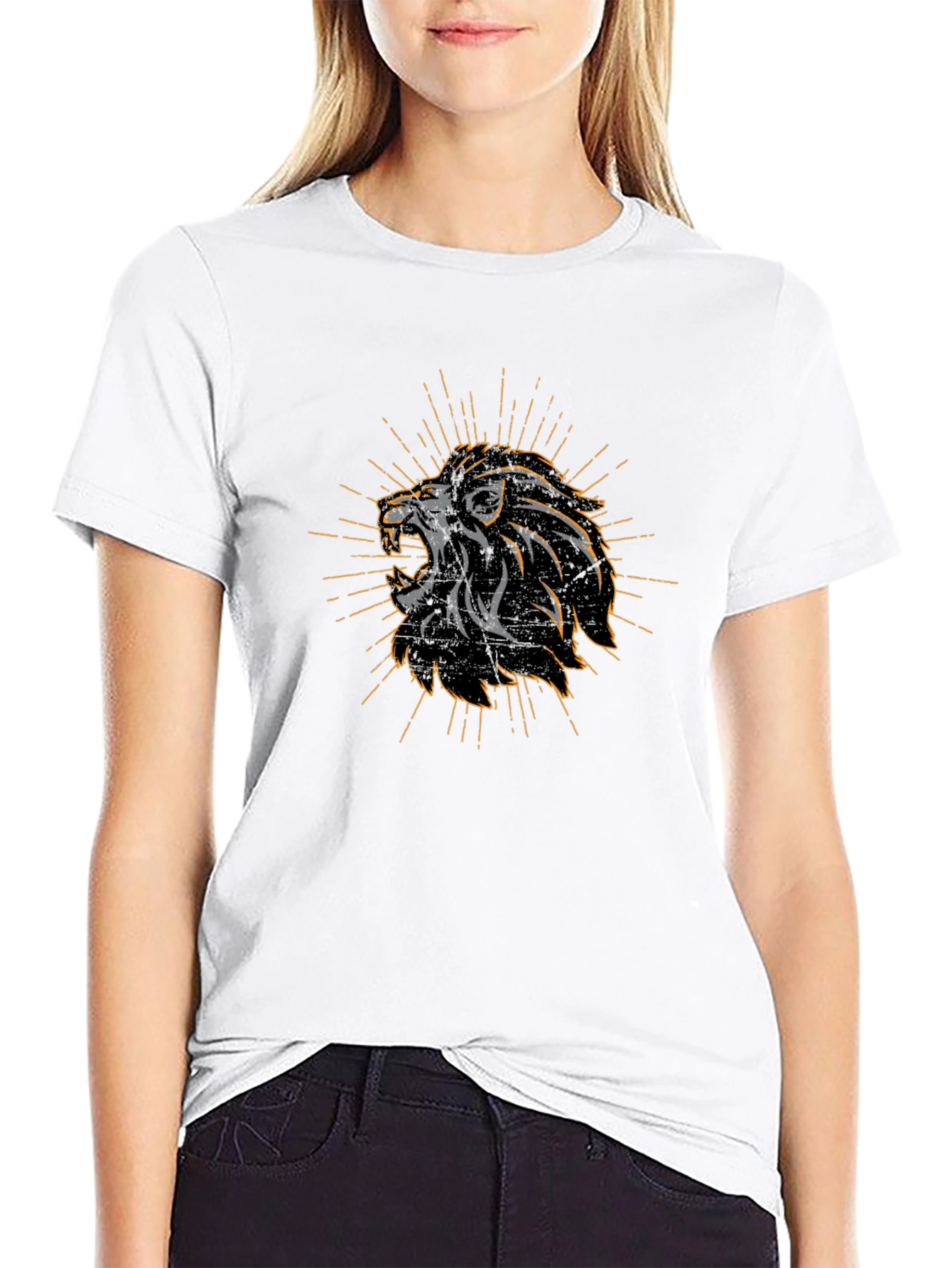 Lion Graphic Print Mens Black T-Shirt