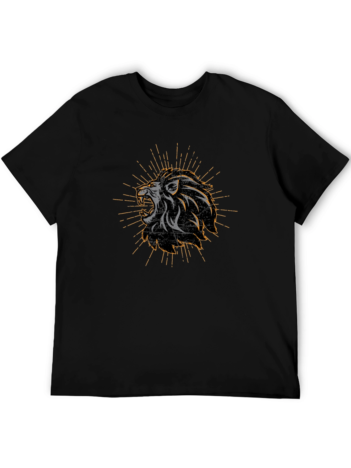 Lion Graphic Print Mens Black T-Shirt