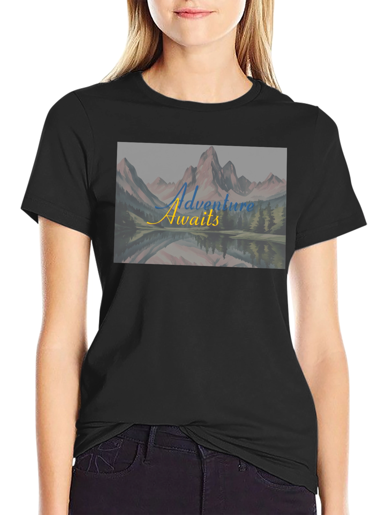 Adventure Awaits Black Graphic Tee