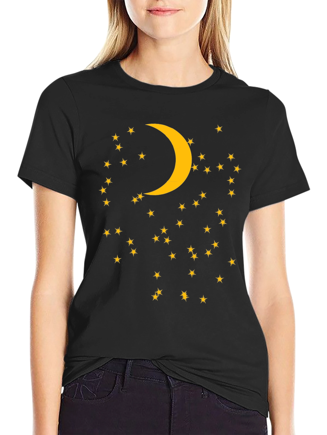 Night Sky Tee: Moon & Stars Graphic Print