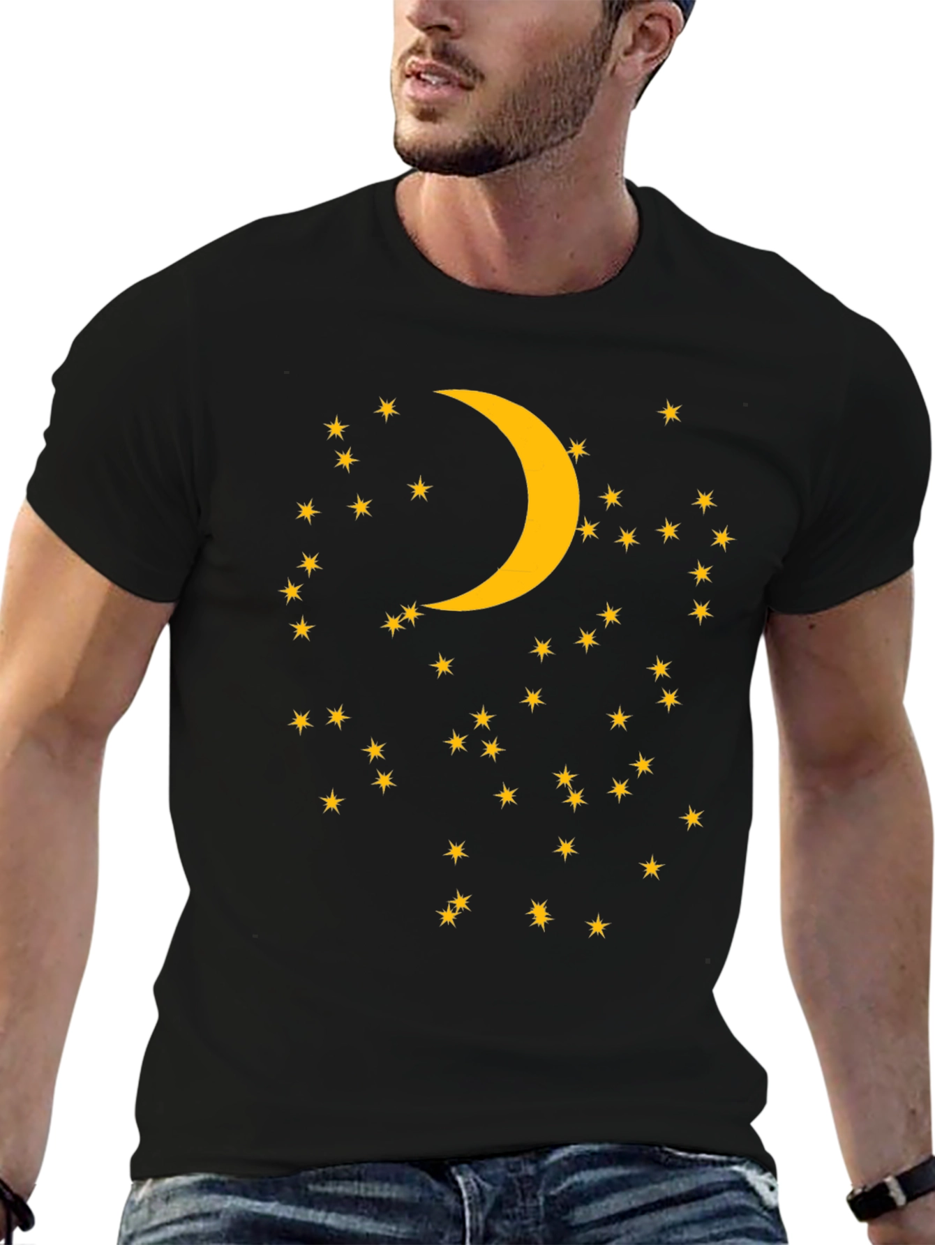 Night Sky Tee: Moon & Stars Graphic Print