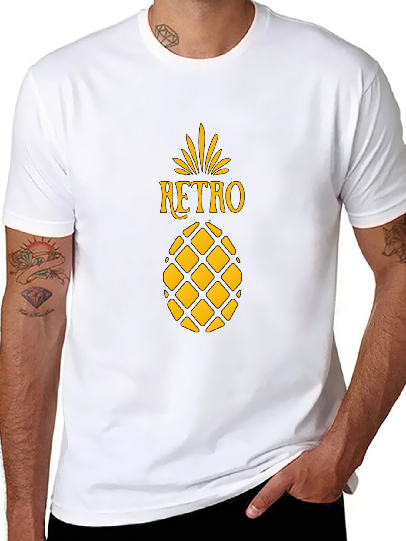 Retro Pineapple Graphic Tee - Stylish Black T-Shirt