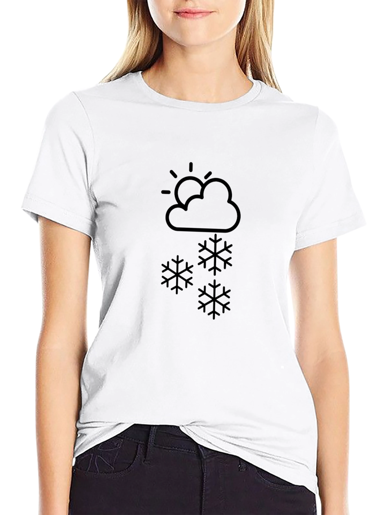 Snowy Day Graphic Tee - Black Cotton T-Shirt
