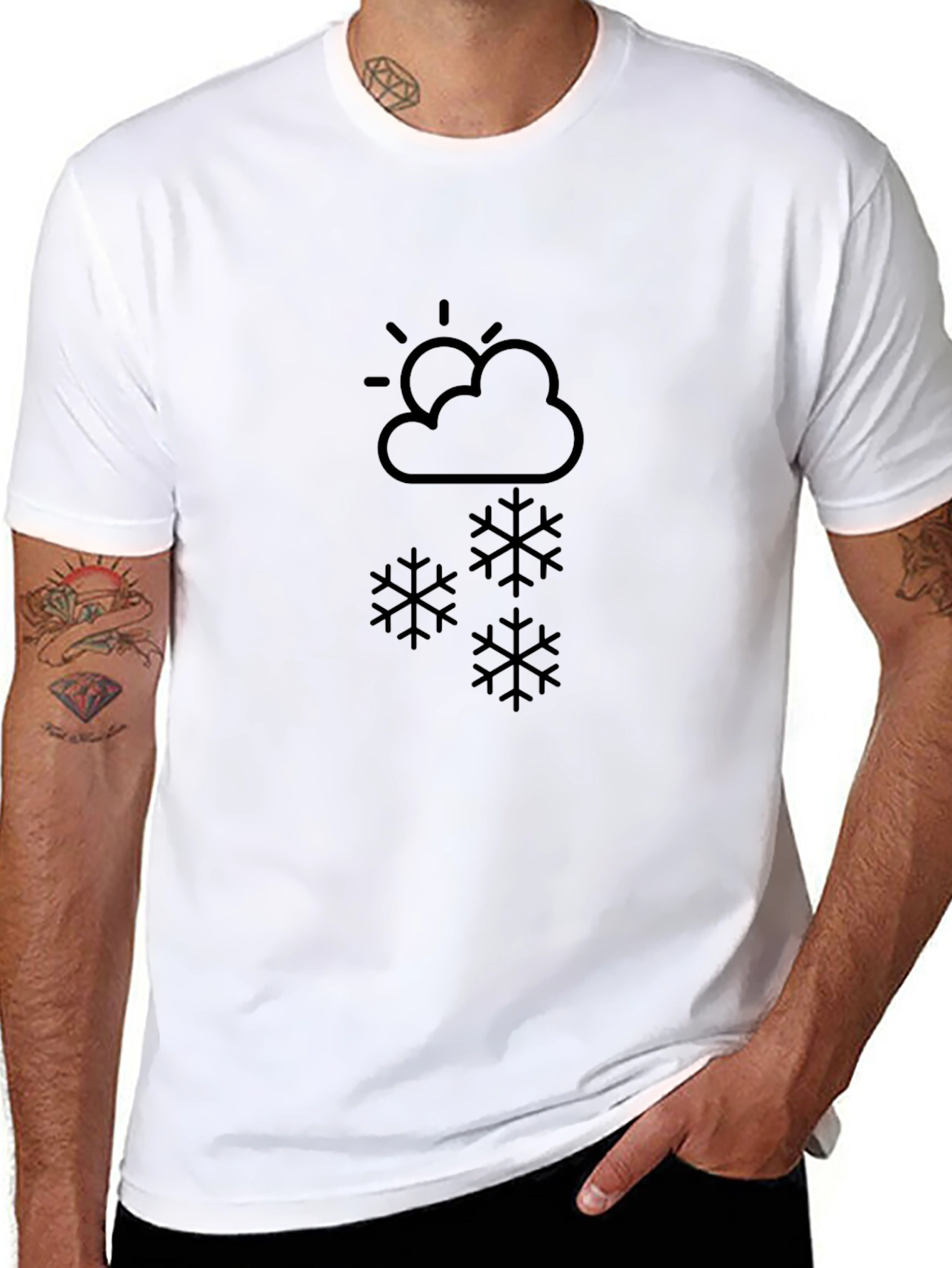 Snowy Day Graphic Tee - Black Cotton T-Shirt