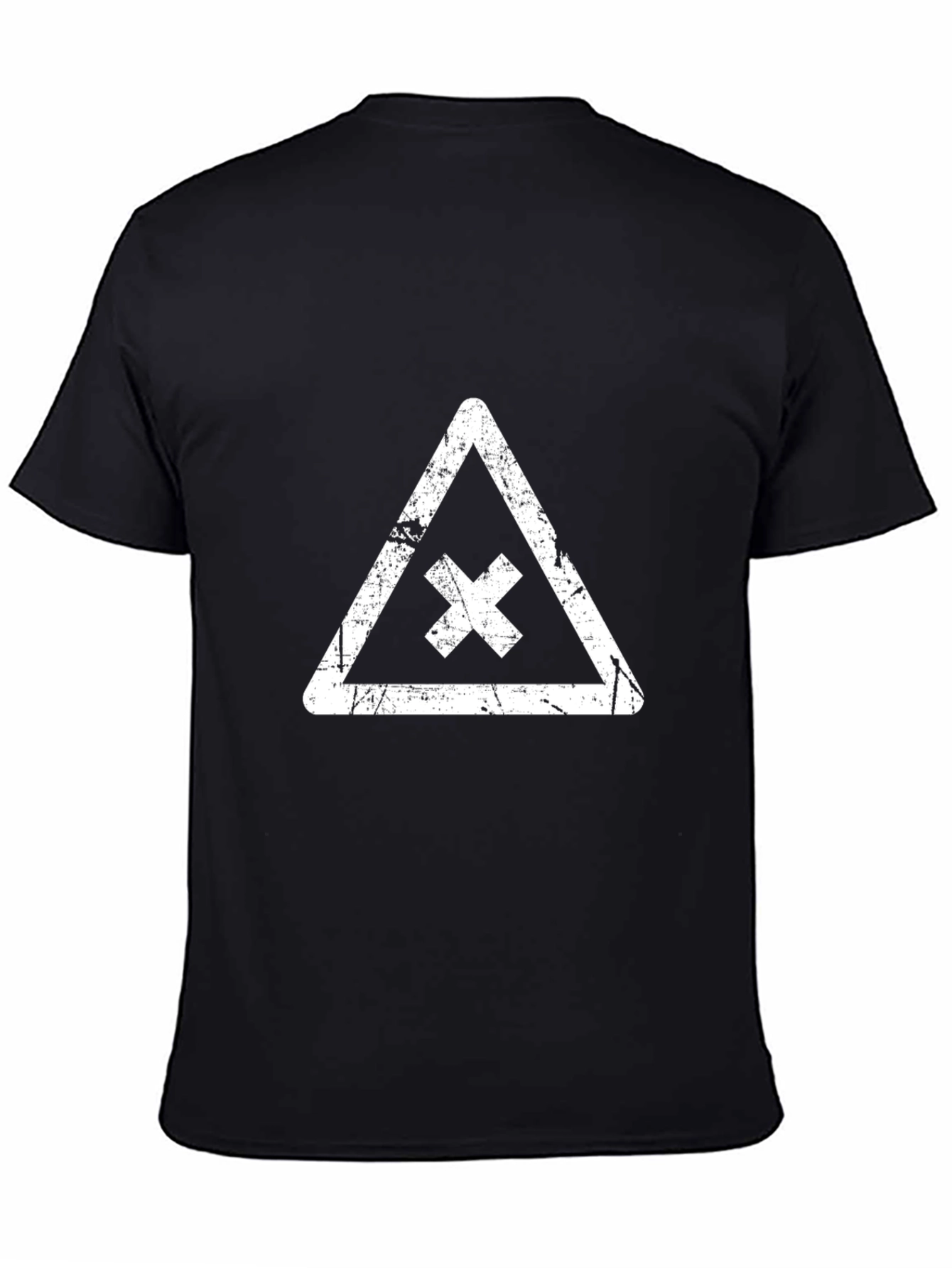Distressed X Triangle Black T-Shirt