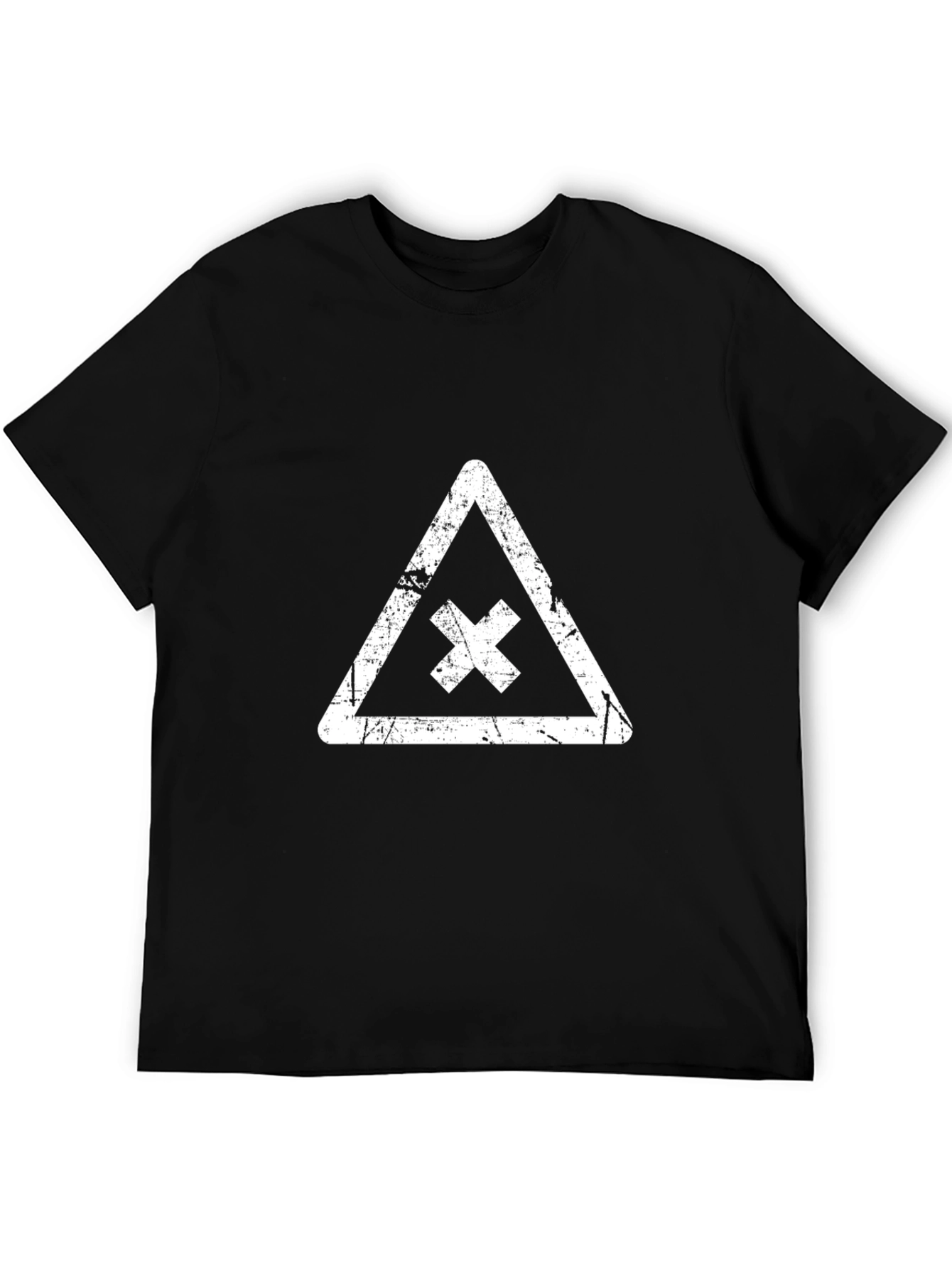 Distressed X Triangle Black T-Shirt