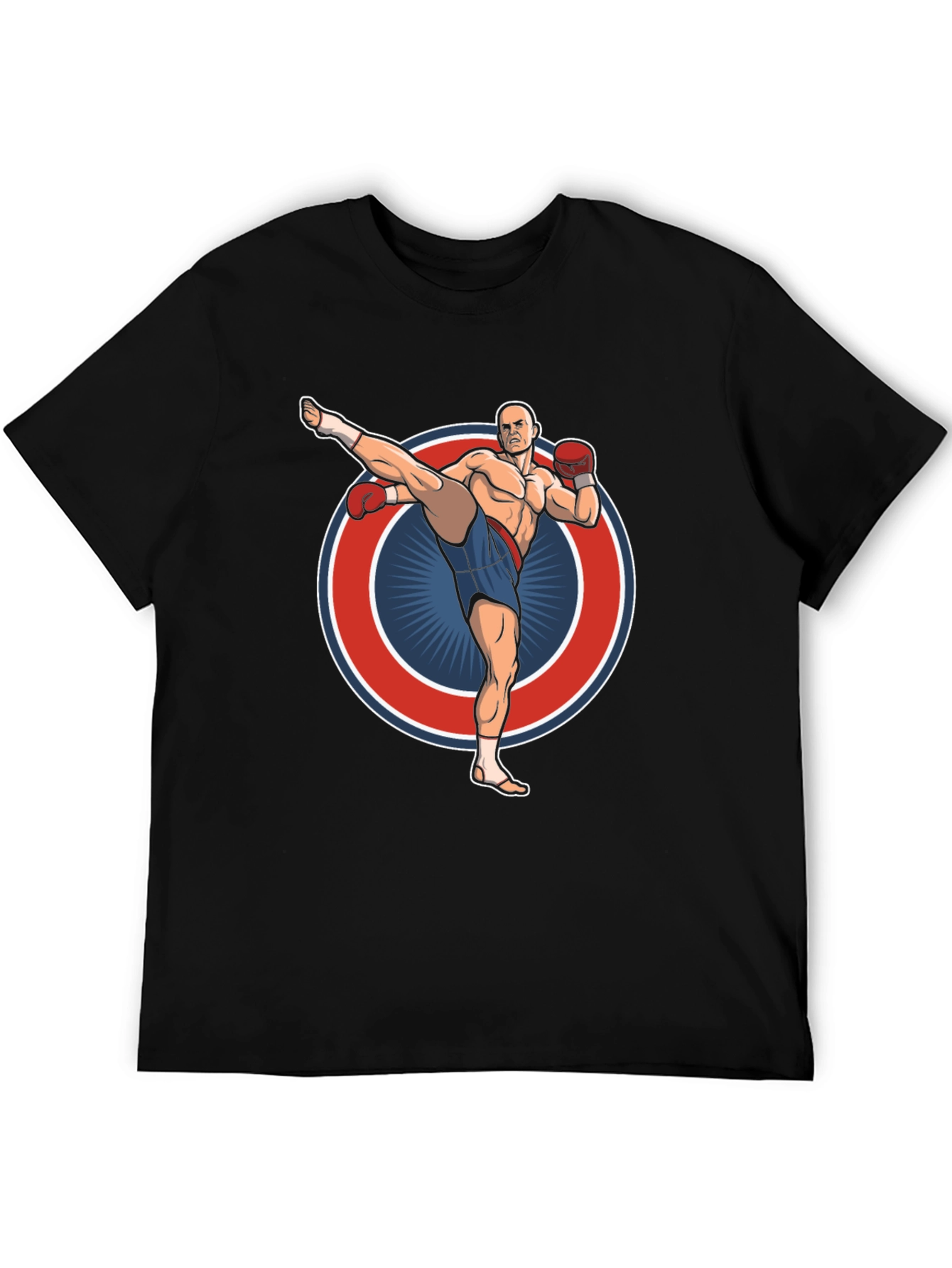 Kickboxing Graphic Tee - Black Cotton T-Shirt