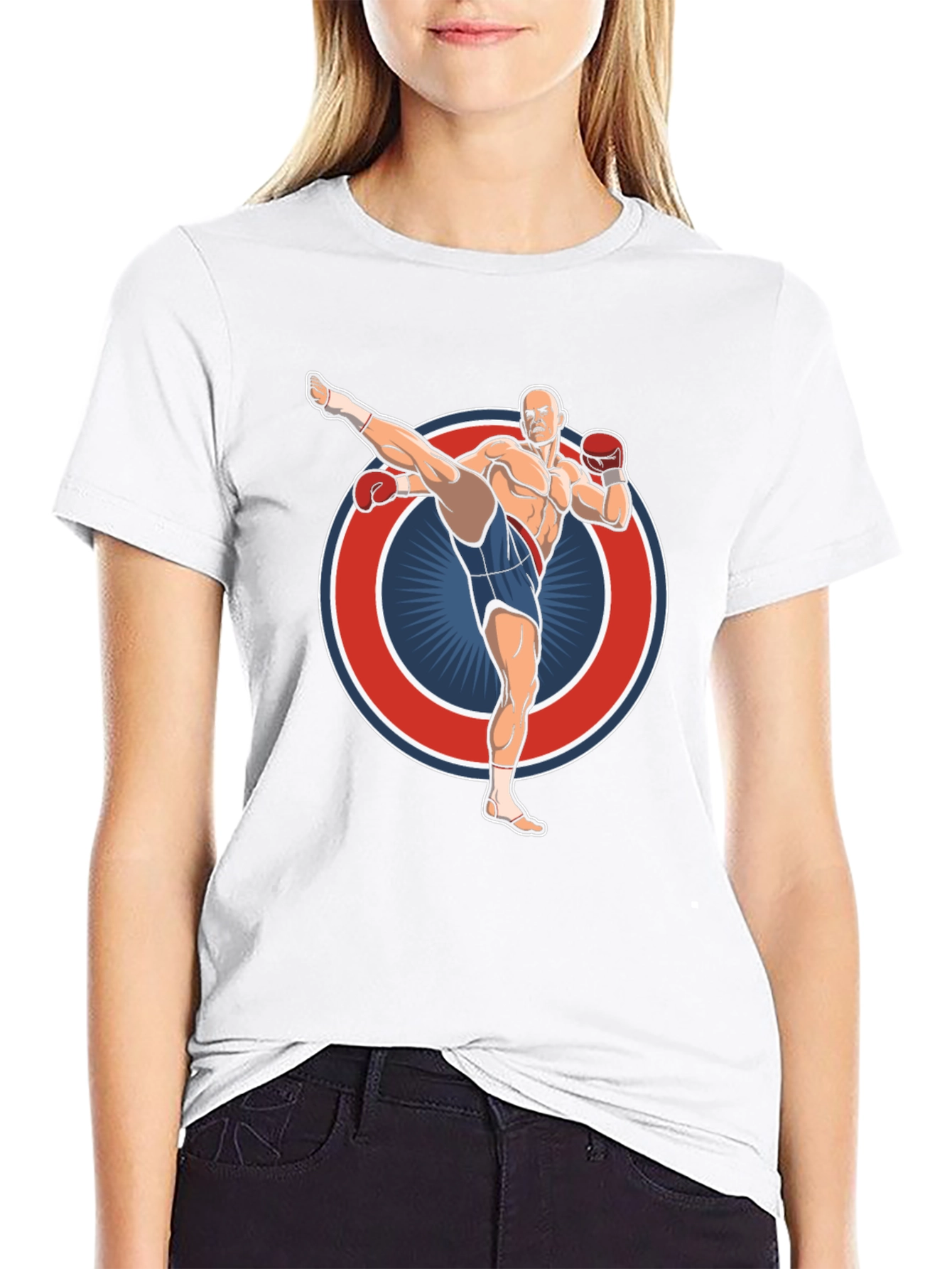 Kickboxing Graphic Tee - Black Cotton T-Shirt