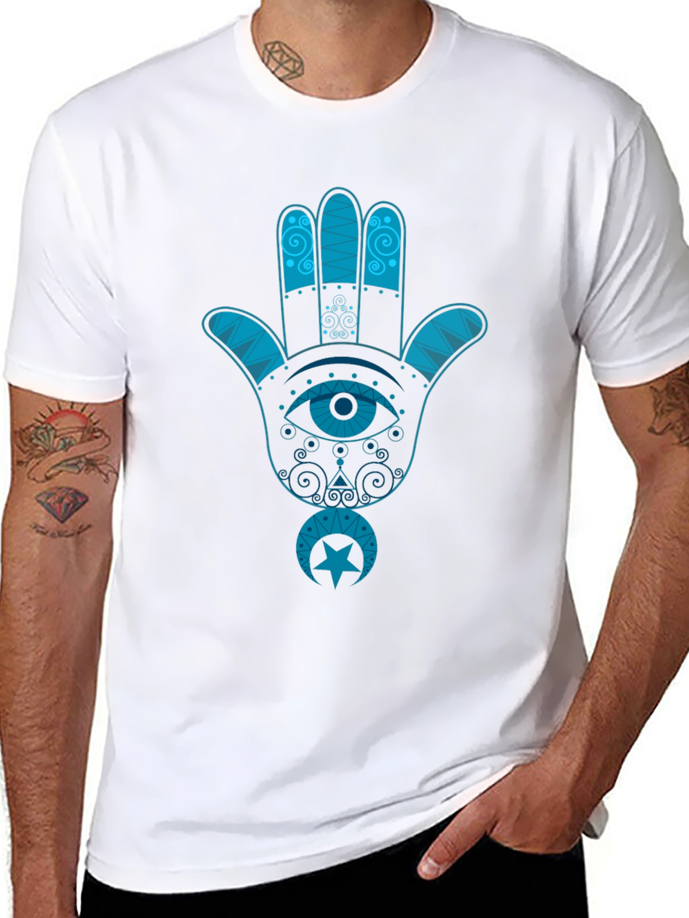 Hamsa Hand Graphic Tee - Black