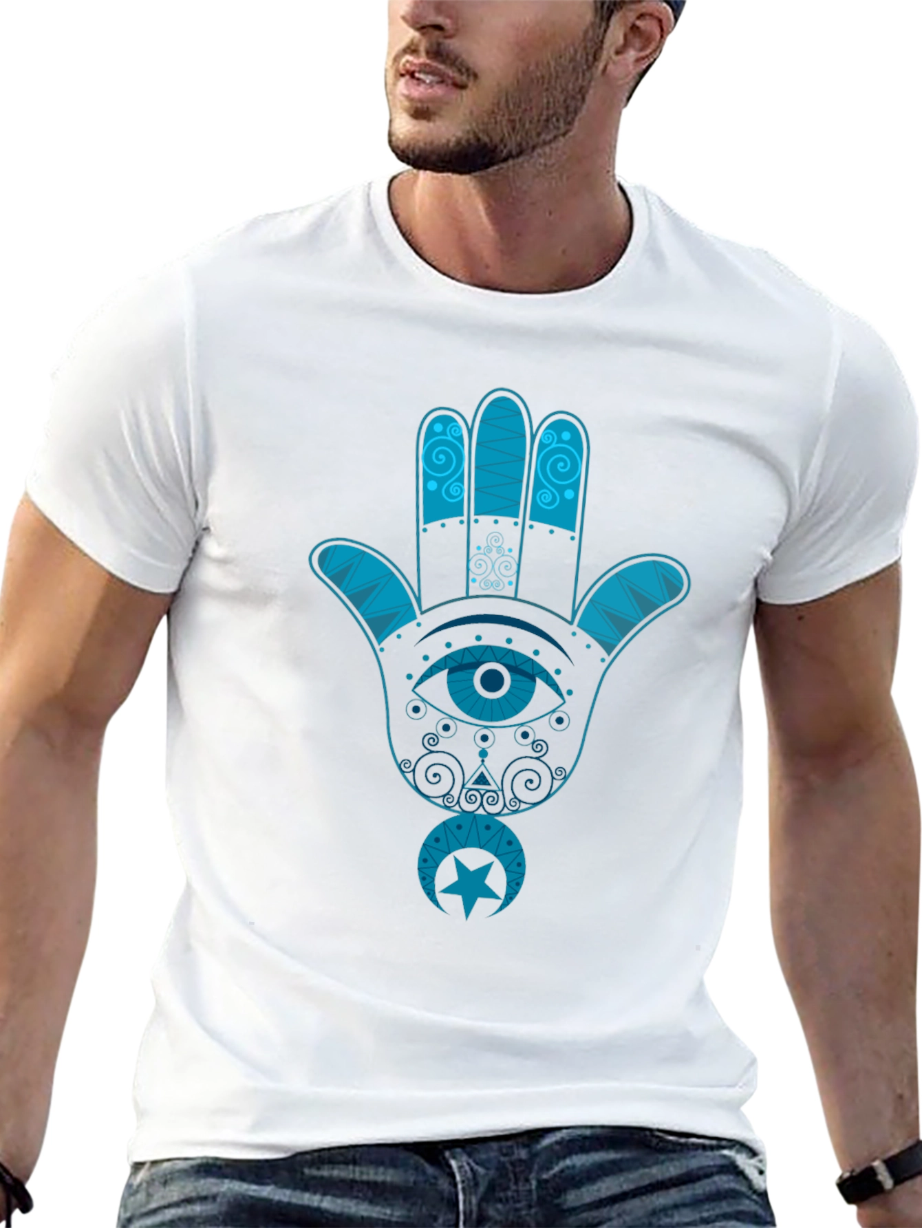Hamsa Hand Graphic Tee - Black