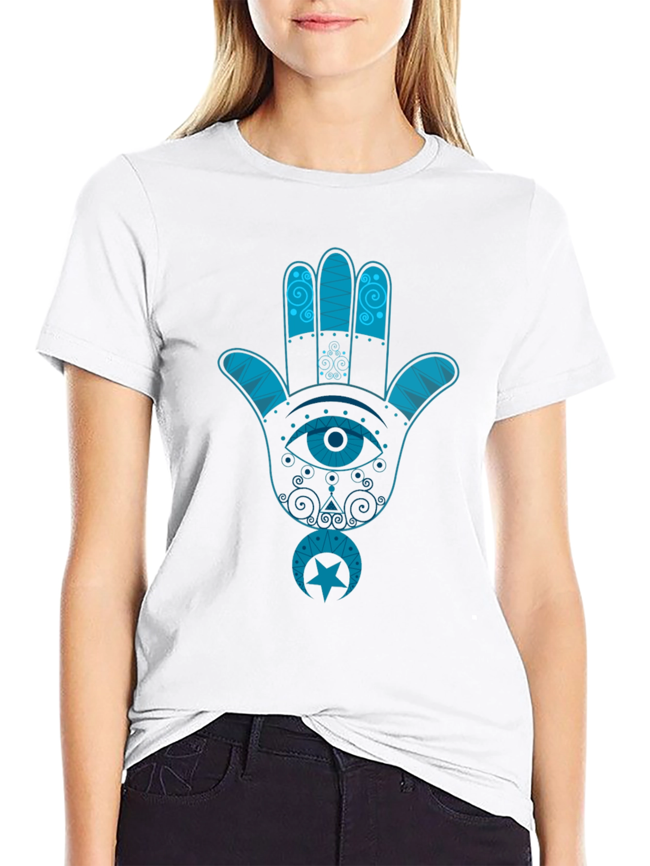 Hamsa Hand Graphic Tee - Black