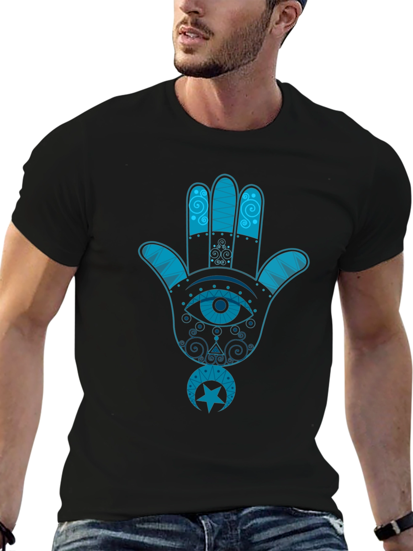 Hamsa Hand Graphic Tee - Black