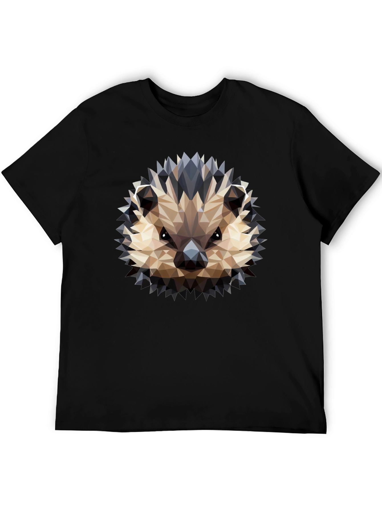 Geometric Hedgehog Graphic Black T-Shirt