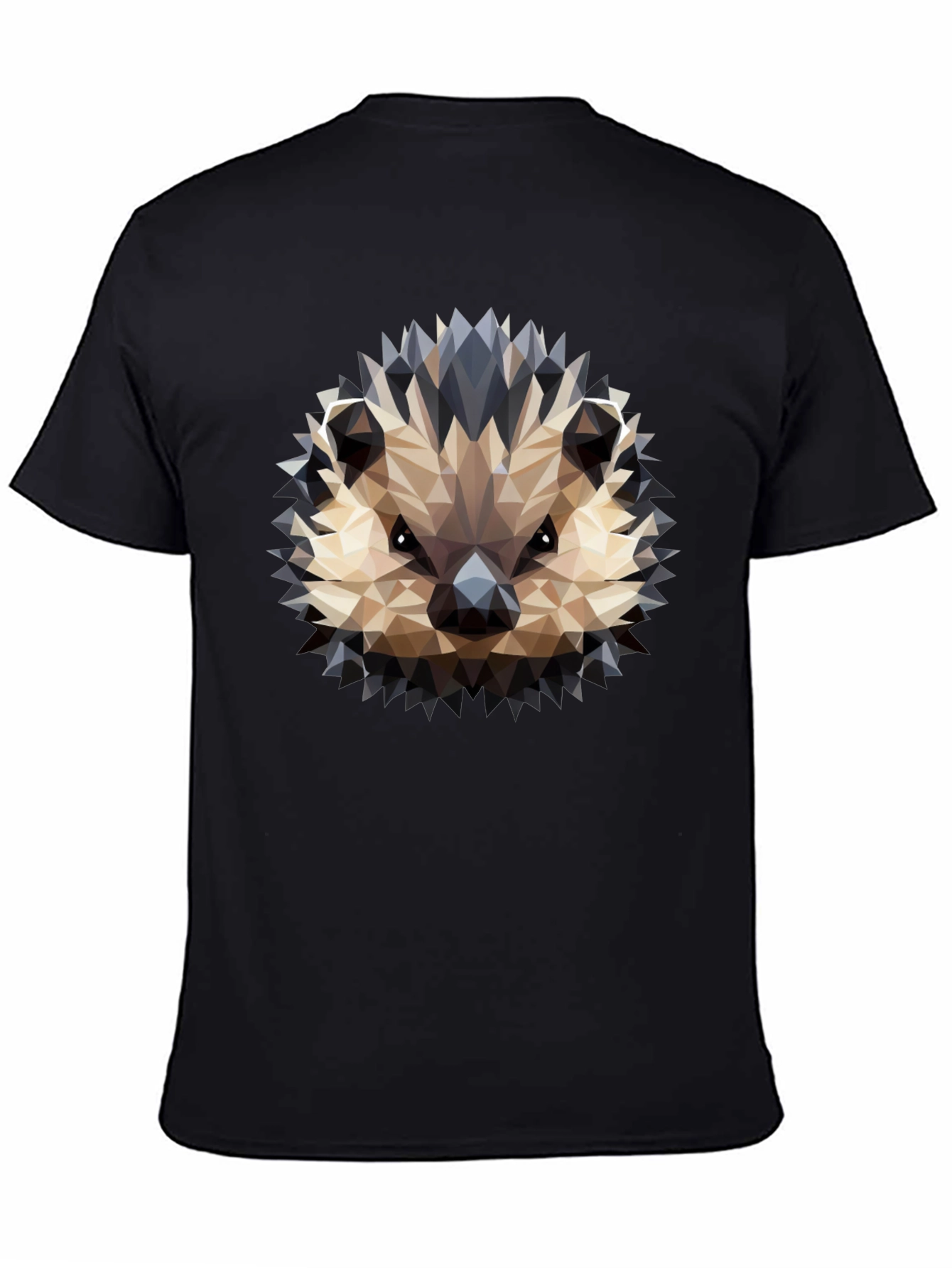 Geometric Hedgehog Graphic Black T-Shirt